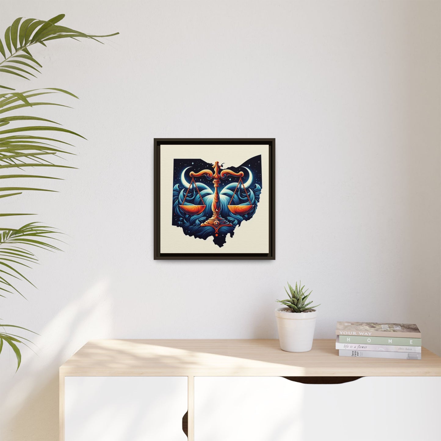 Framed Ohio Balance Artwork - Multi-Color Matte Canvas