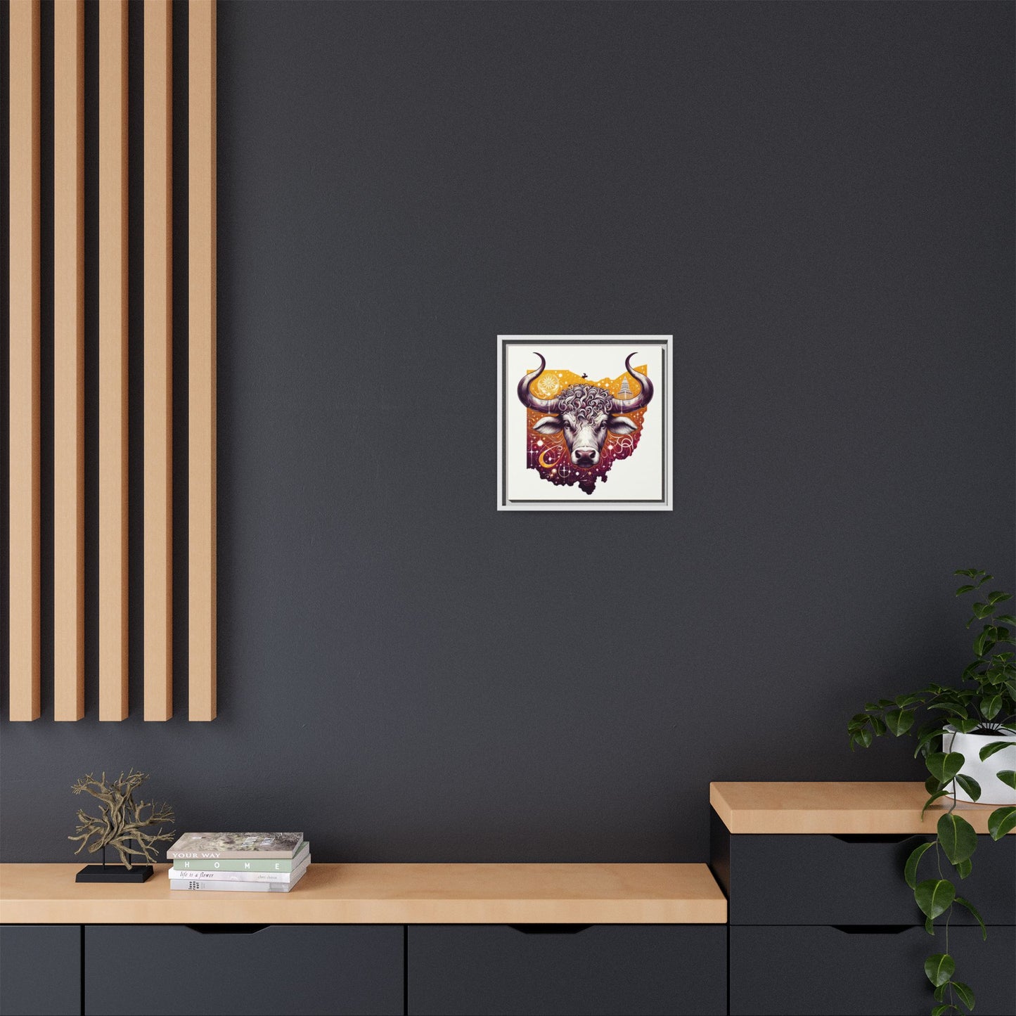 Ohio Bull Artwork - Multi-Color Framed Canvas Print