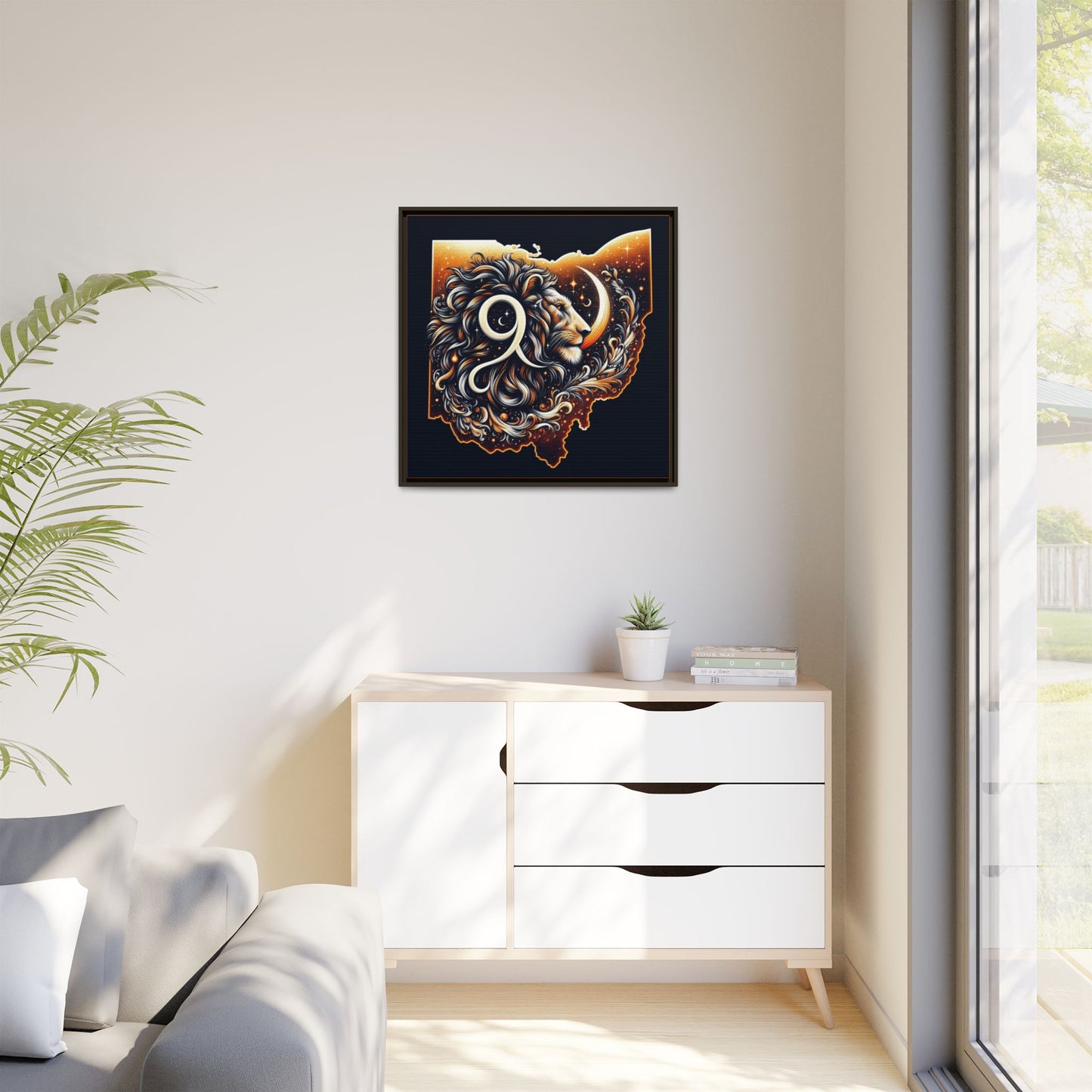 Ohio Leo Zodiac Print Matte Canvas, Framed (Multi-color)
