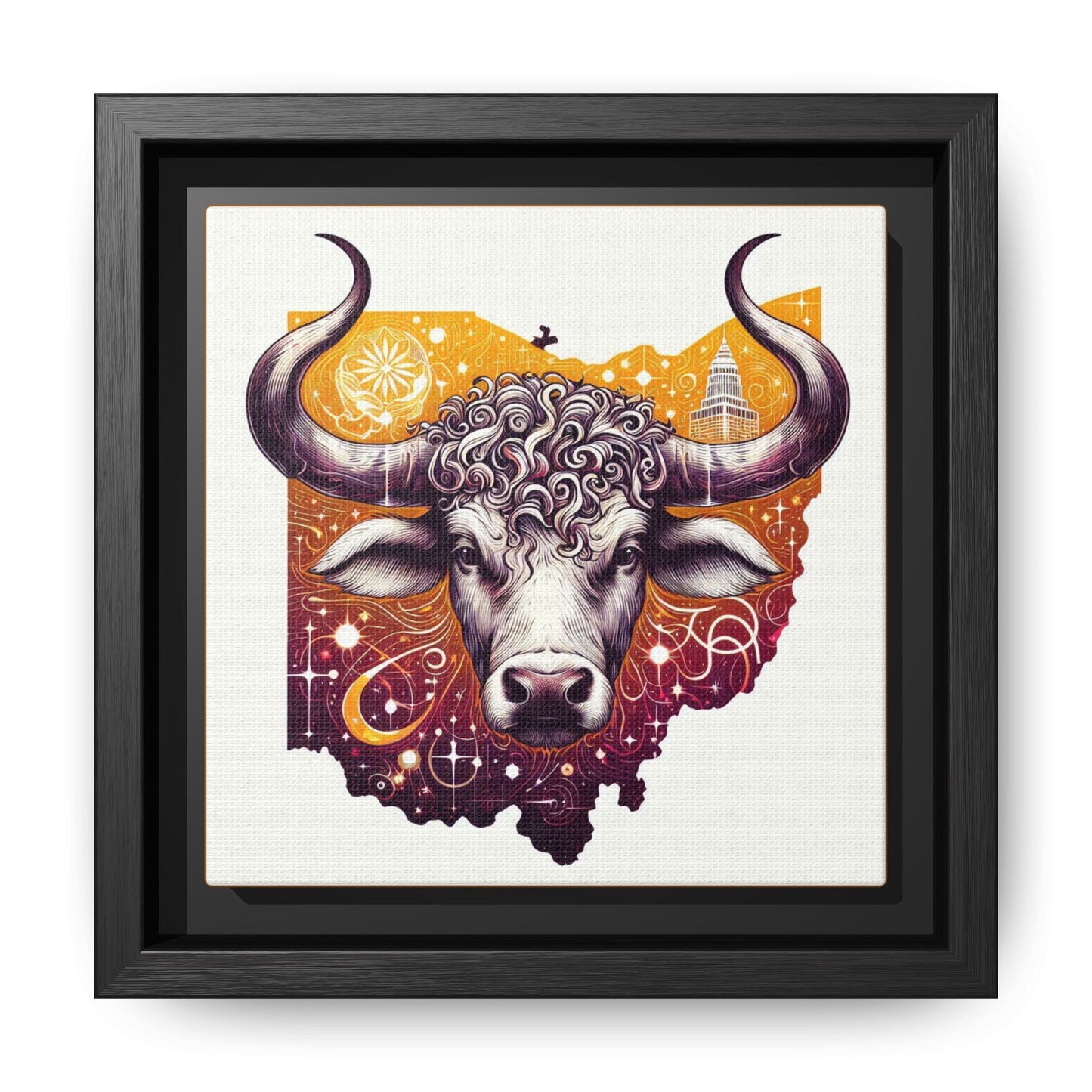 Ohio Bull Artwork - Multi-Color Framed Canvas Print
