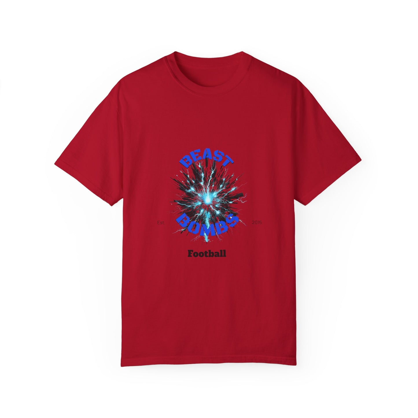 Beast Bombs Unisex Garment-Dyed Football T-Shirt – Bold Graphic Tee for Sports Fans