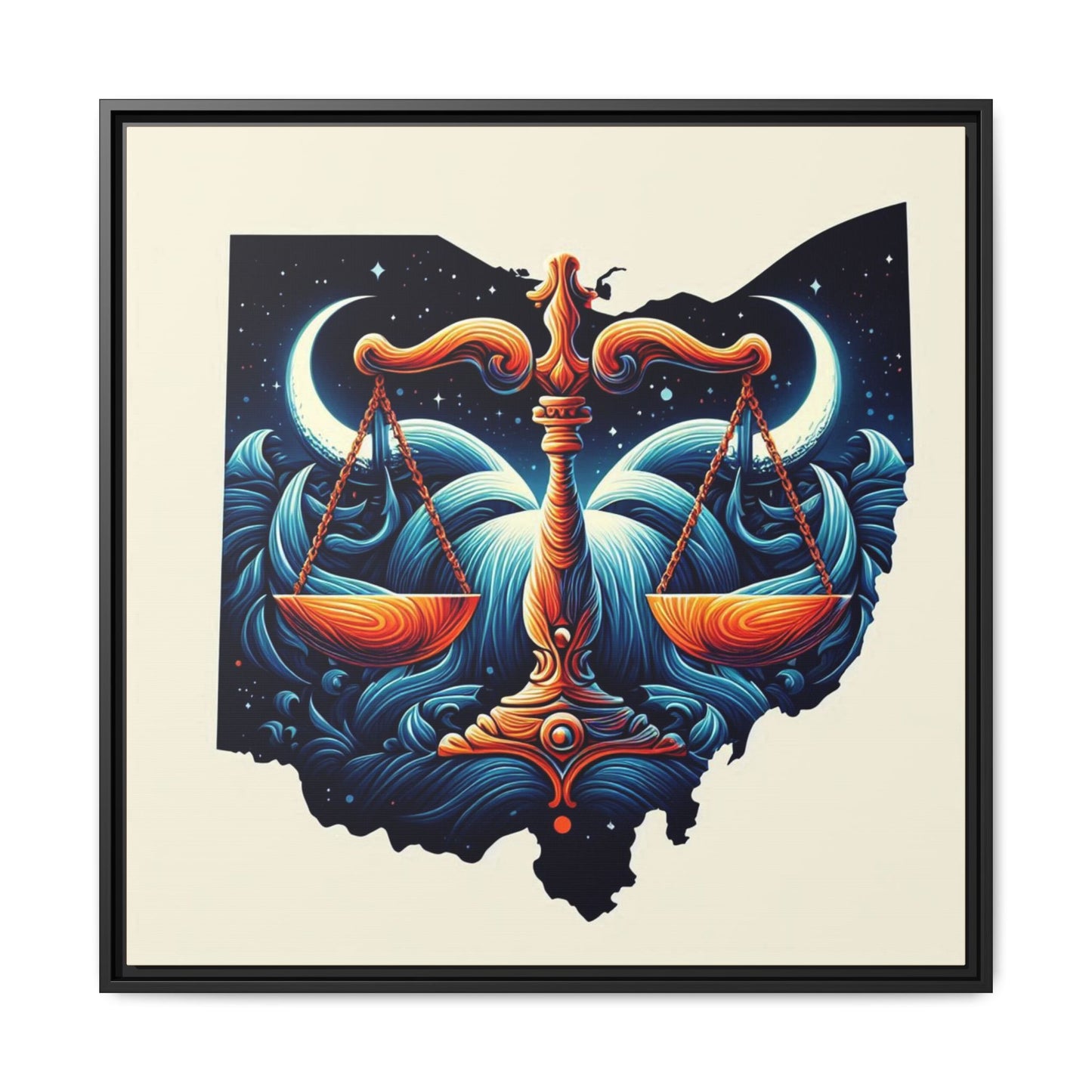 Framed Ohio Balance Artwork - Multi-Color Matte Canvas