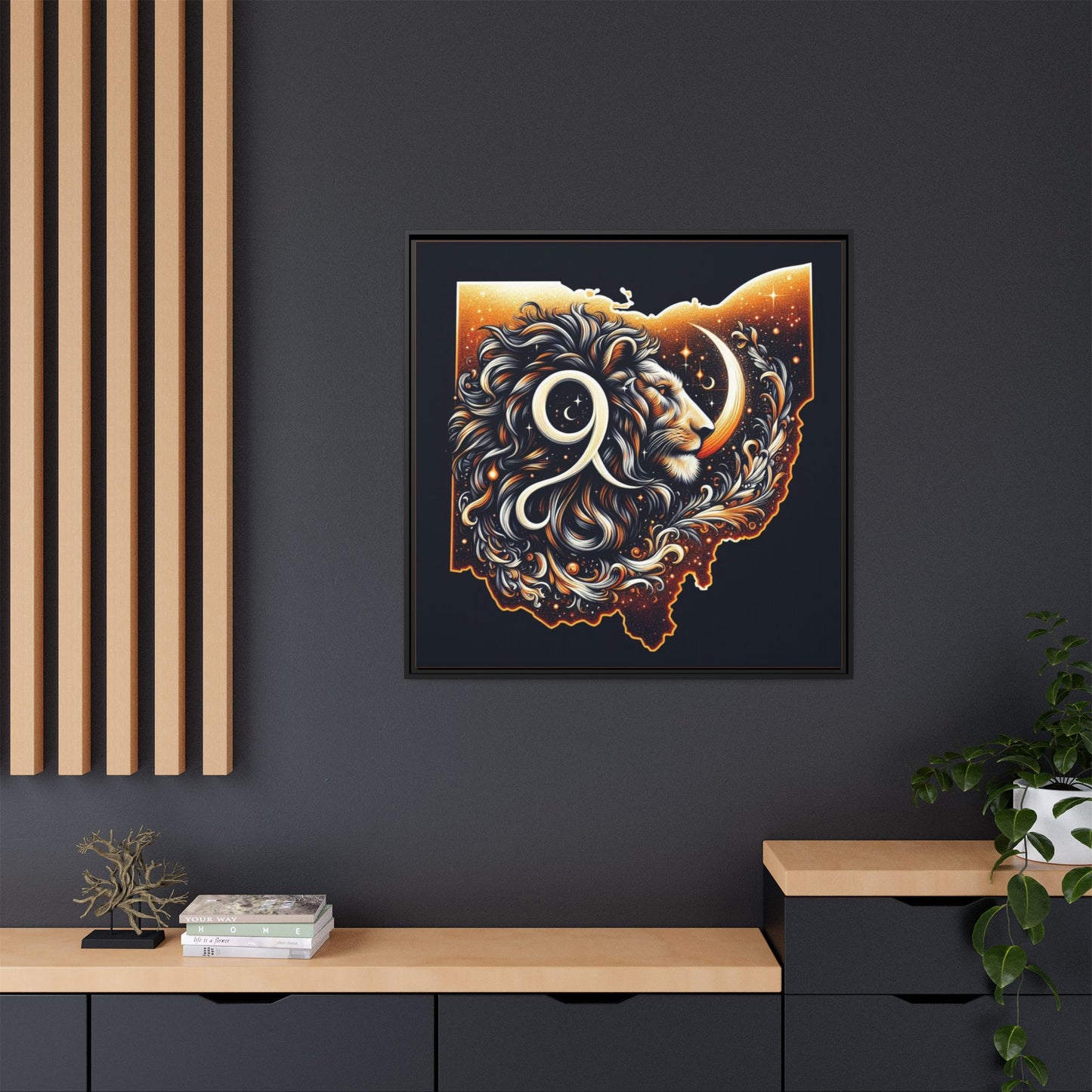 Ohio Leo Zodiac Print Matte Canvas, Framed (Multi-color)
