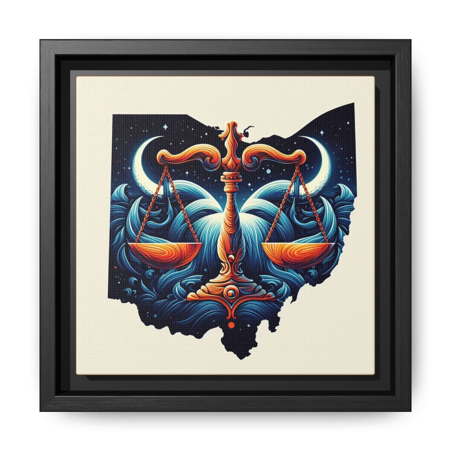 Framed Ohio Balance Artwork - Multi-Color Matte Canvas