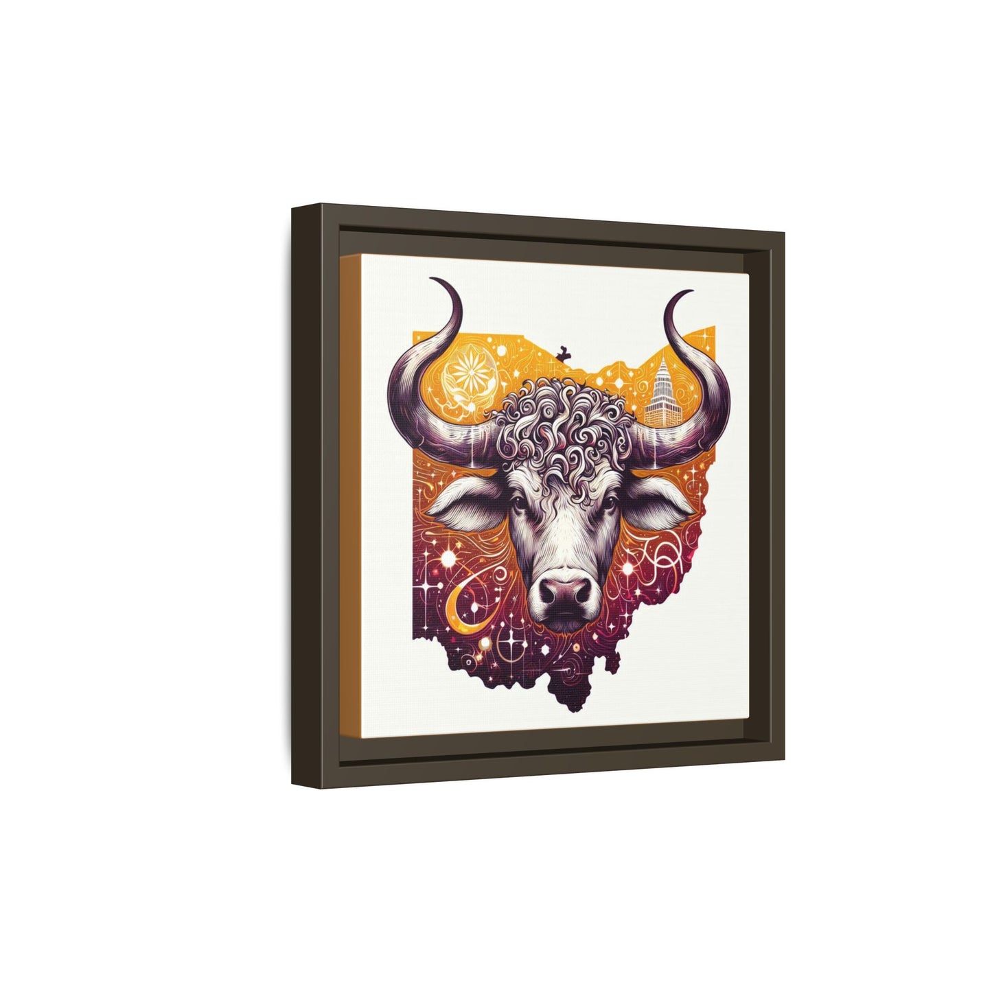 Ohio Bull Artwork - Multi-Color Framed Canvas Print
