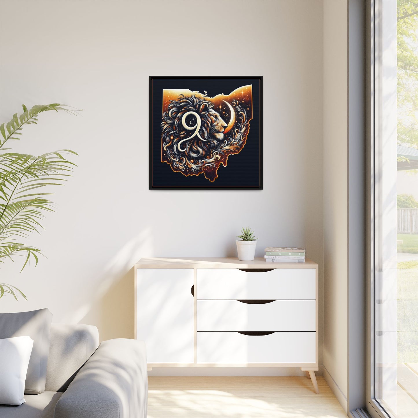 Ohio Leo Zodiac Print Matte Canvas, Framed (Multi-color)