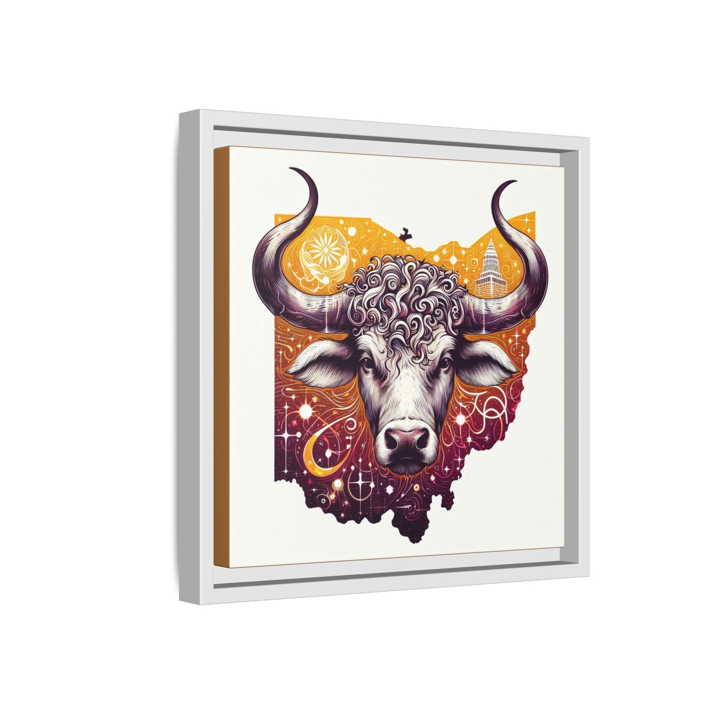 Ohio Bull Artwork - Multi-Color Framed Canvas Print