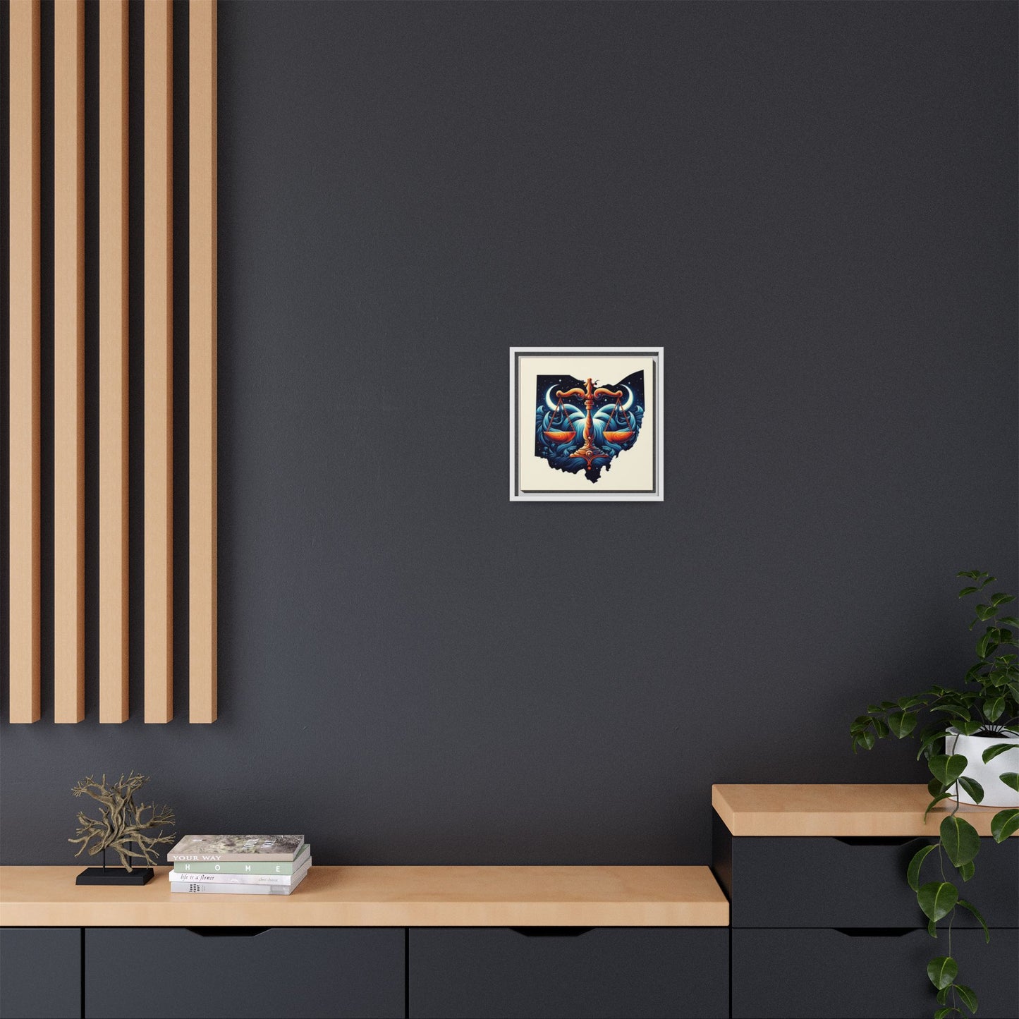 Framed Ohio Balance Artwork - Multi-Color Matte Canvas