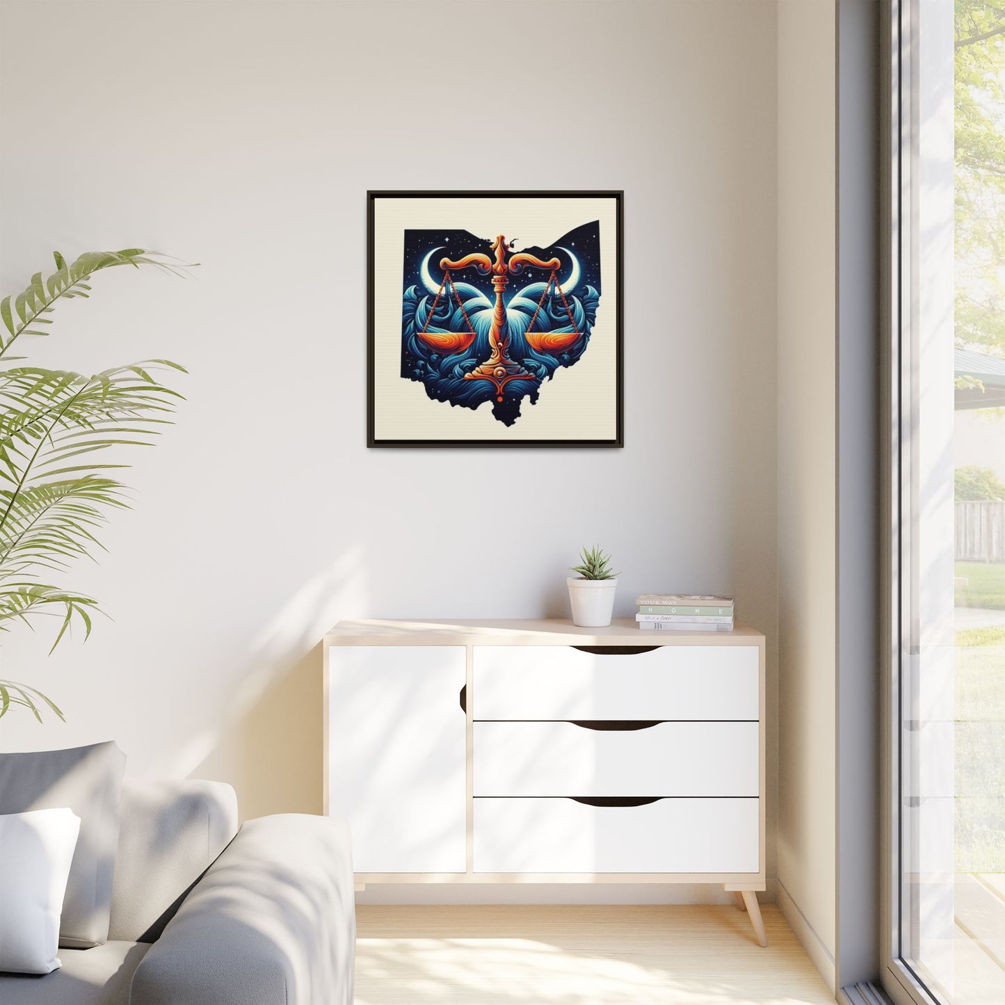 Framed Ohio Balance Artwork - Multi-Color Matte Canvas
