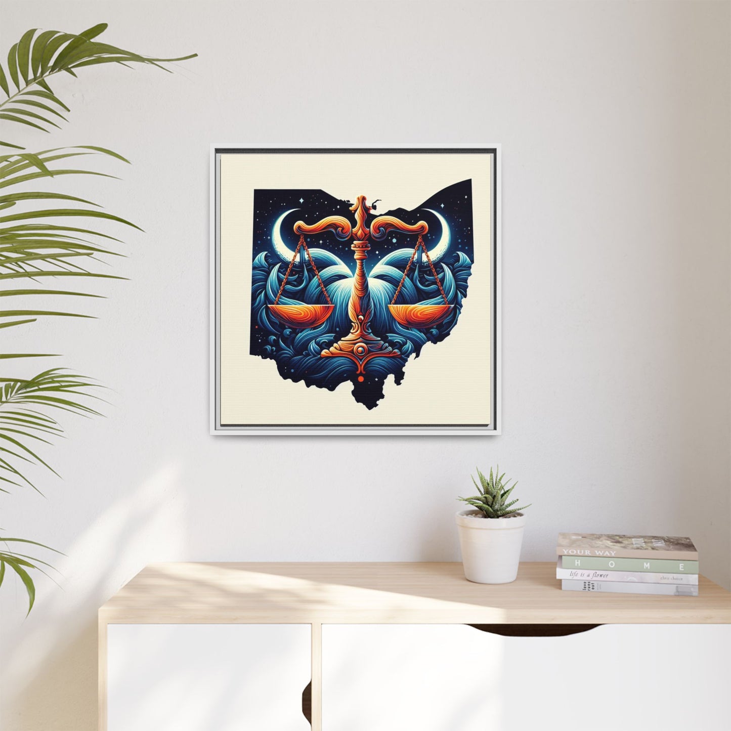 Framed Ohio Balance Artwork - Multi-Color Matte Canvas