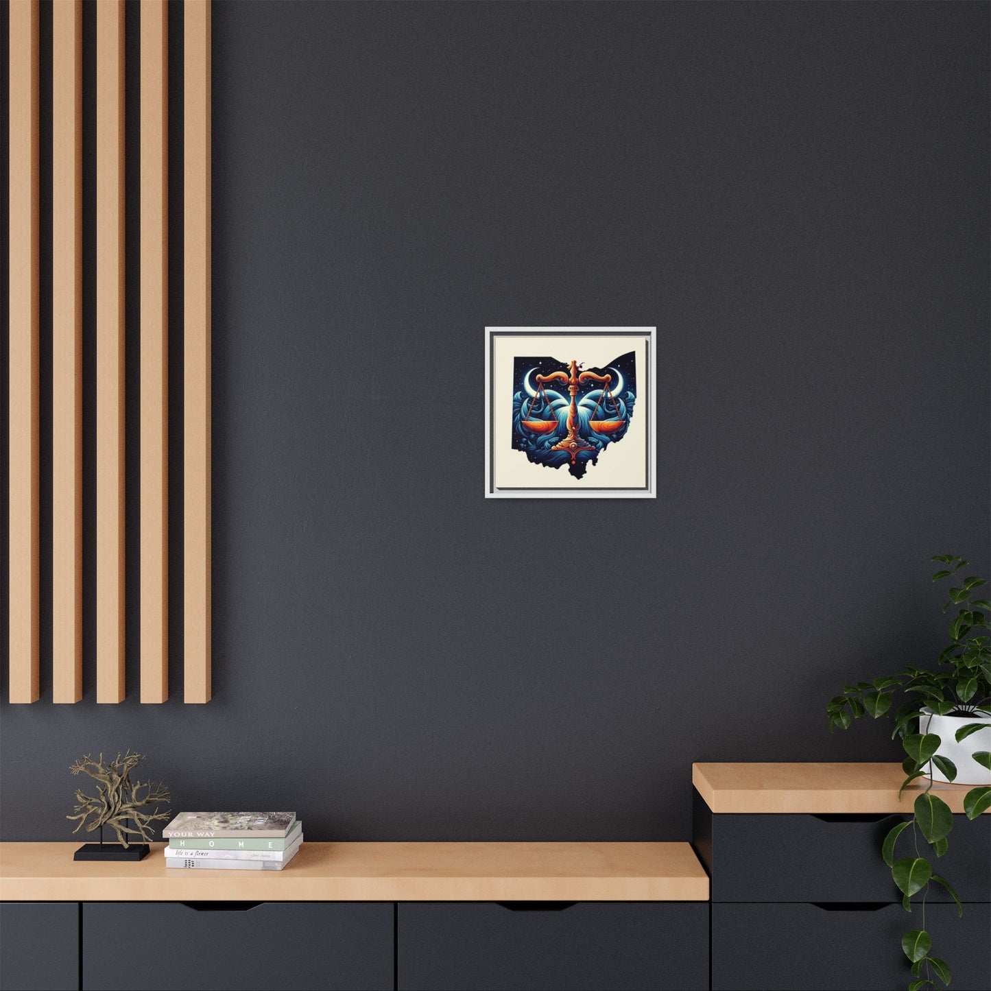 Framed Ohio Balance Artwork - Multi-Color Matte Canvas