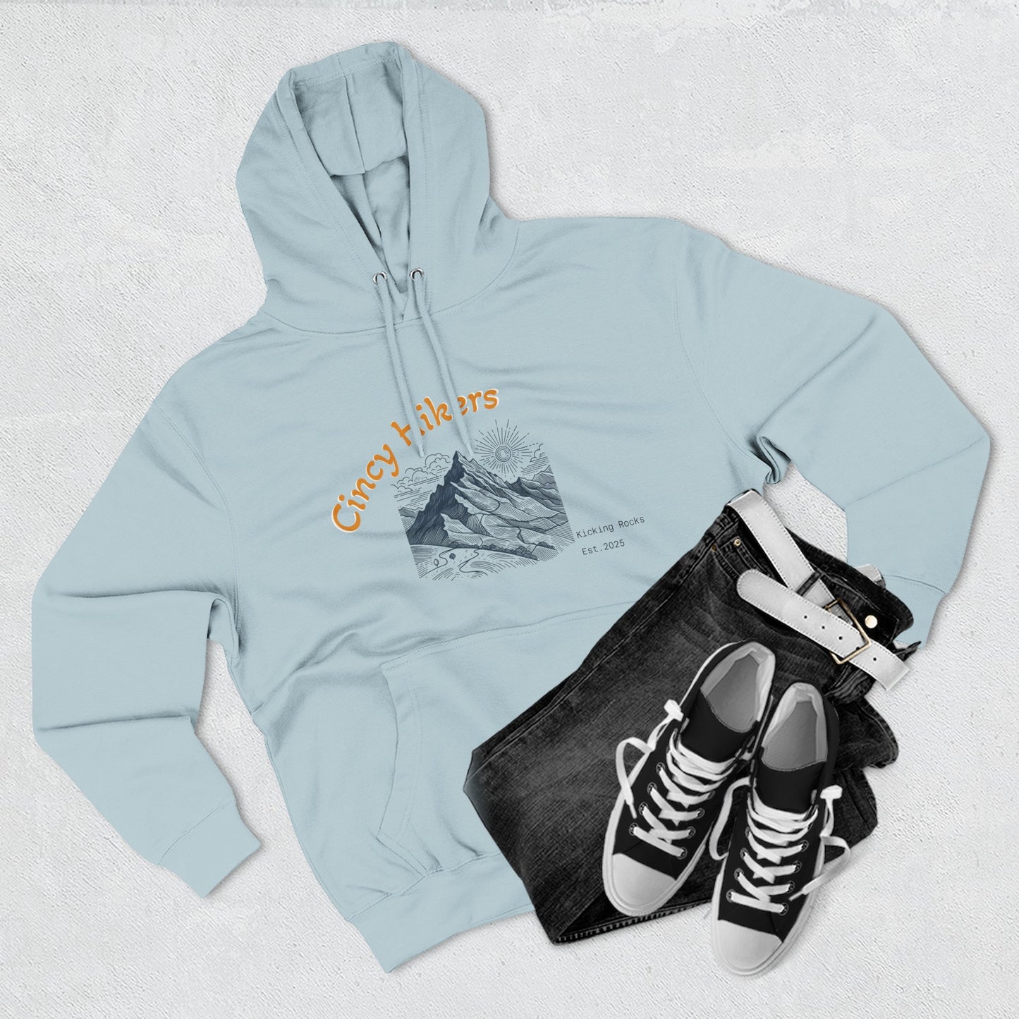 Cincy Hikers Fleece Hoodie, Cozy Mountain Apparel for Outdoor Lovers, Perfect Gift for Hikers, Camping, or Adventurers