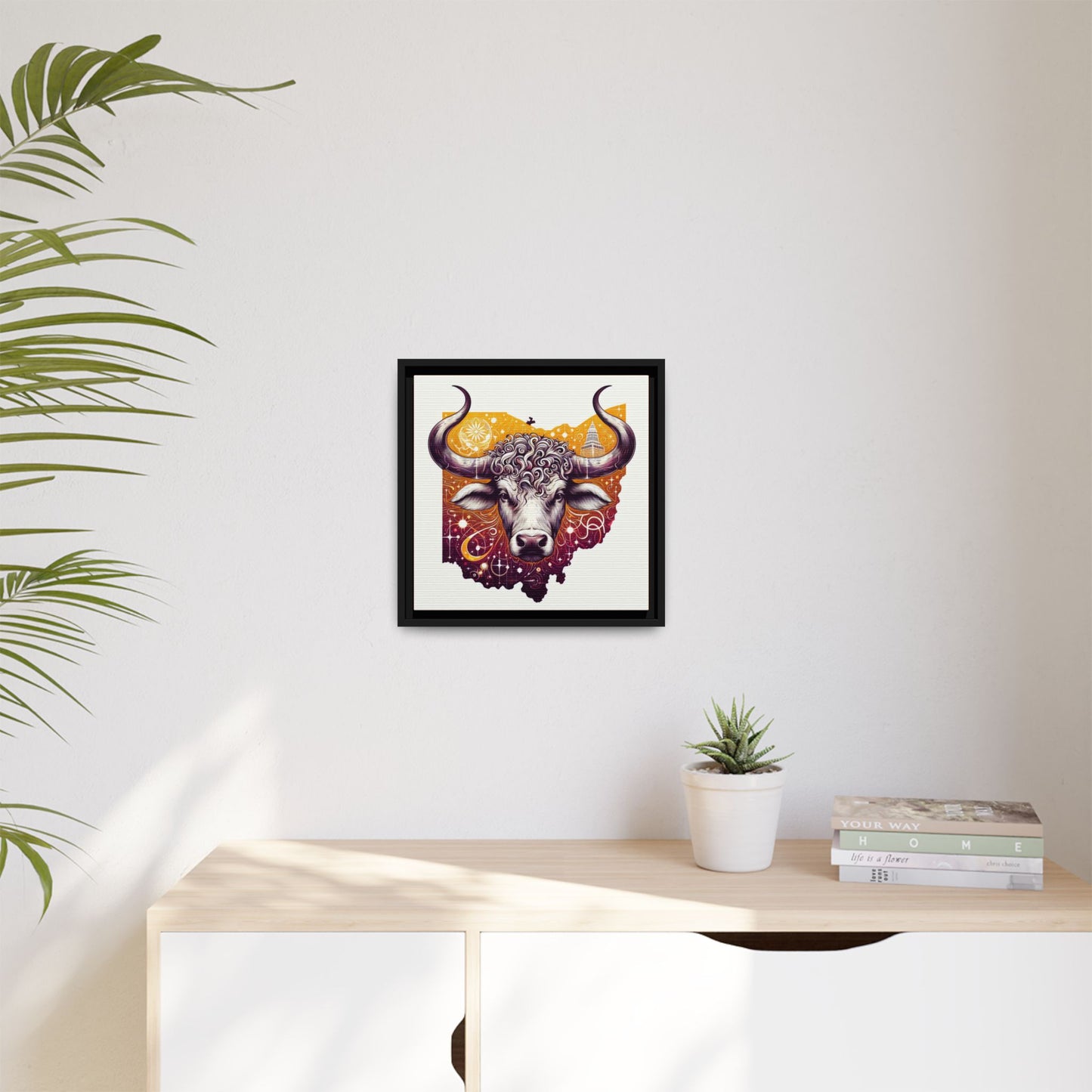 Ohio Bull Artwork - Multi-Color Framed Canvas Print