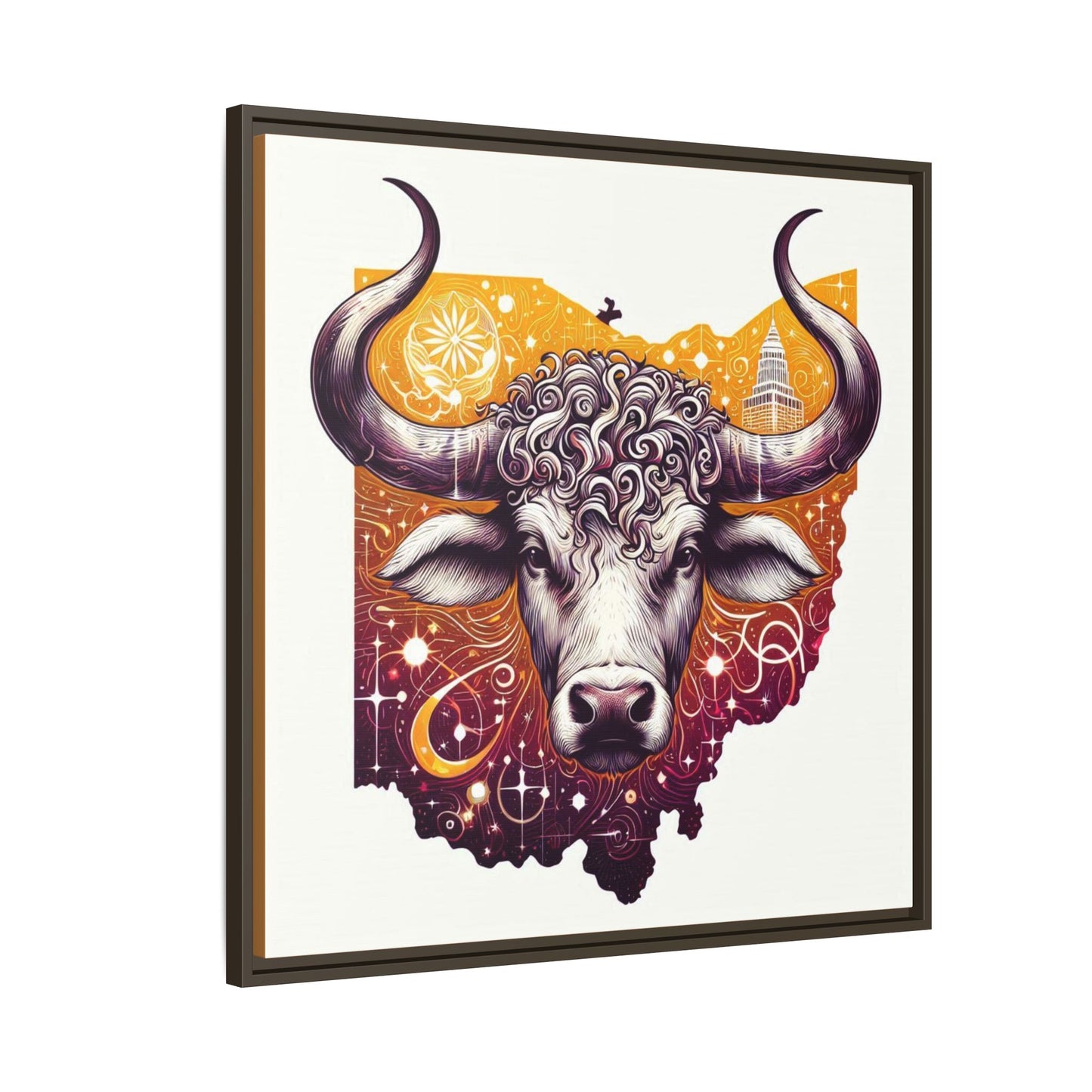 Ohio Bull Artwork - Multi-Color Framed Canvas Print
