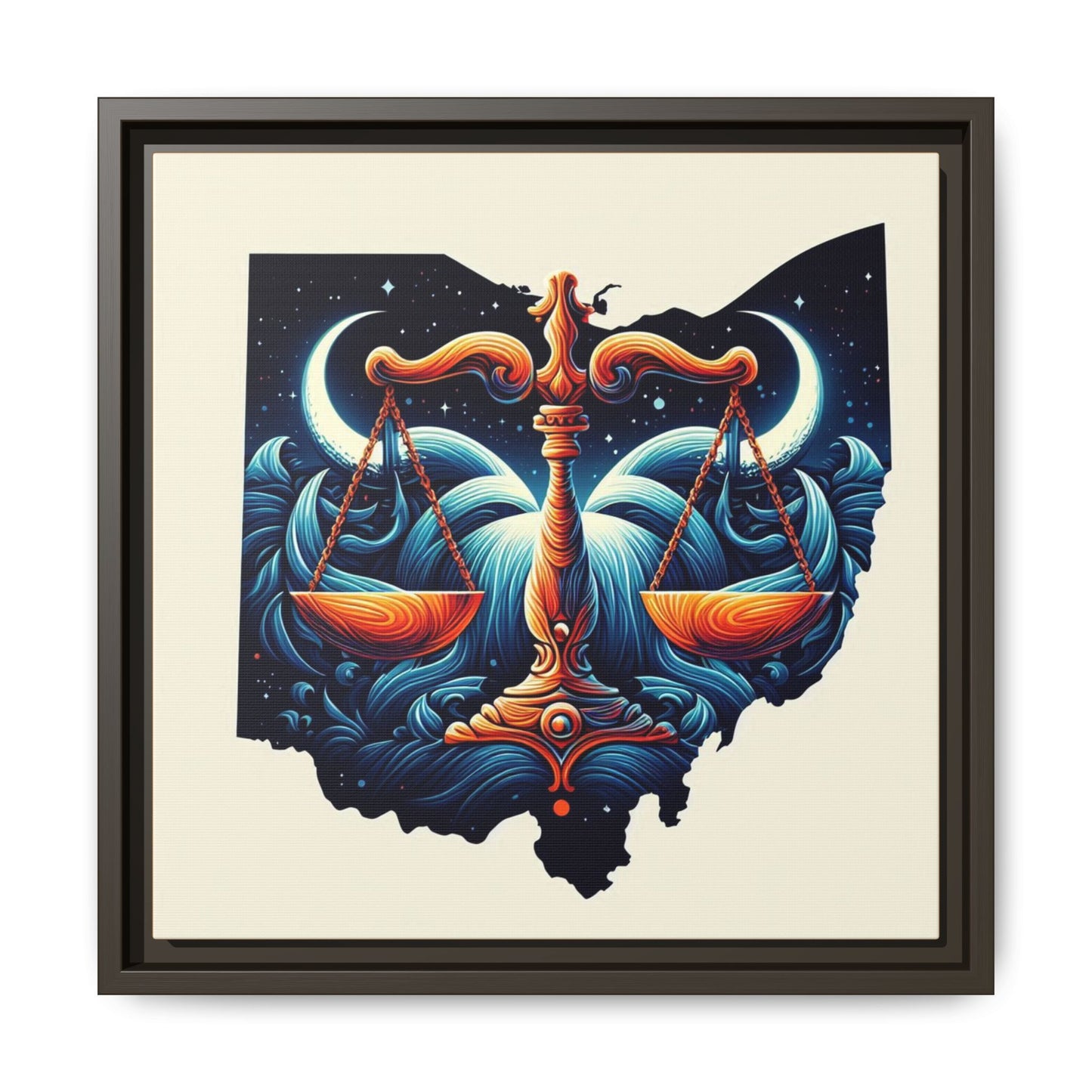 Framed Ohio Balance Artwork - Multi-Color Matte Canvas