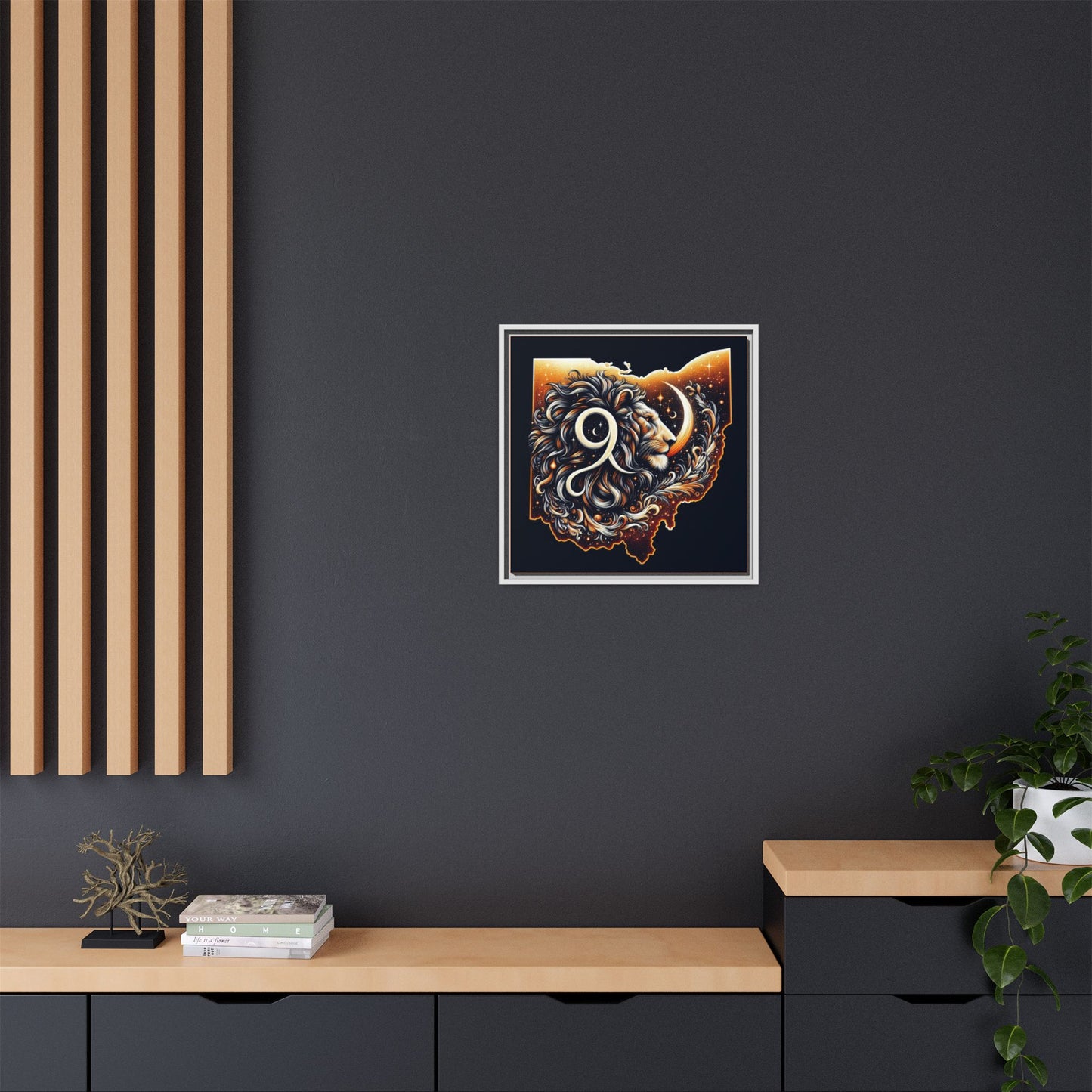 Ohio Leo Zodiac Print Matte Canvas, Framed (Multi-color)