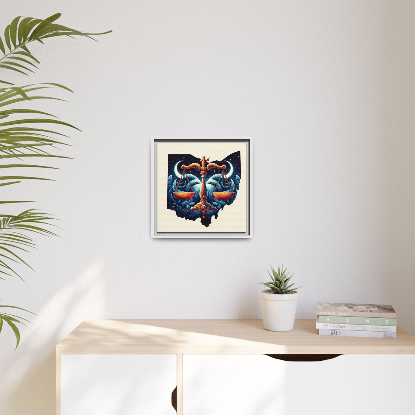 Framed Ohio Balance Artwork - Multi-Color Matte Canvas