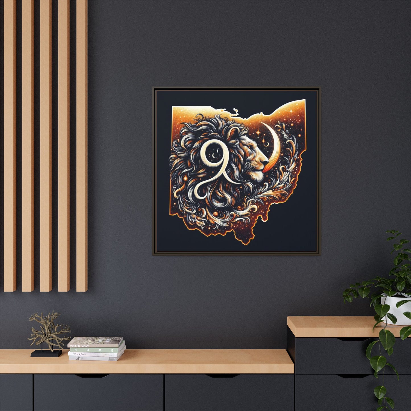 Ohio Leo Zodiac Print Matte Canvas, Framed (Multi-color)