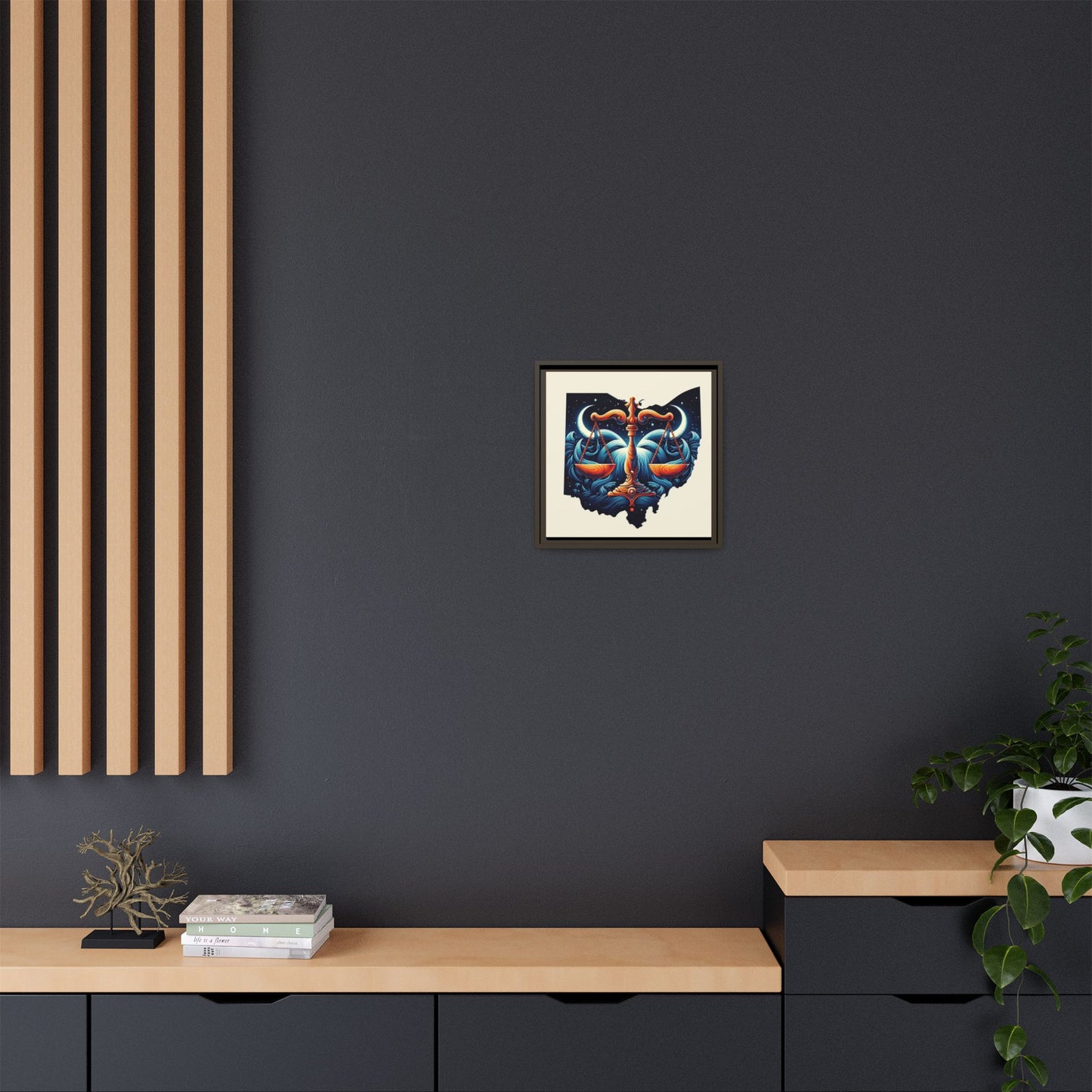 Framed Ohio Balance Artwork - Multi-Color Matte Canvas