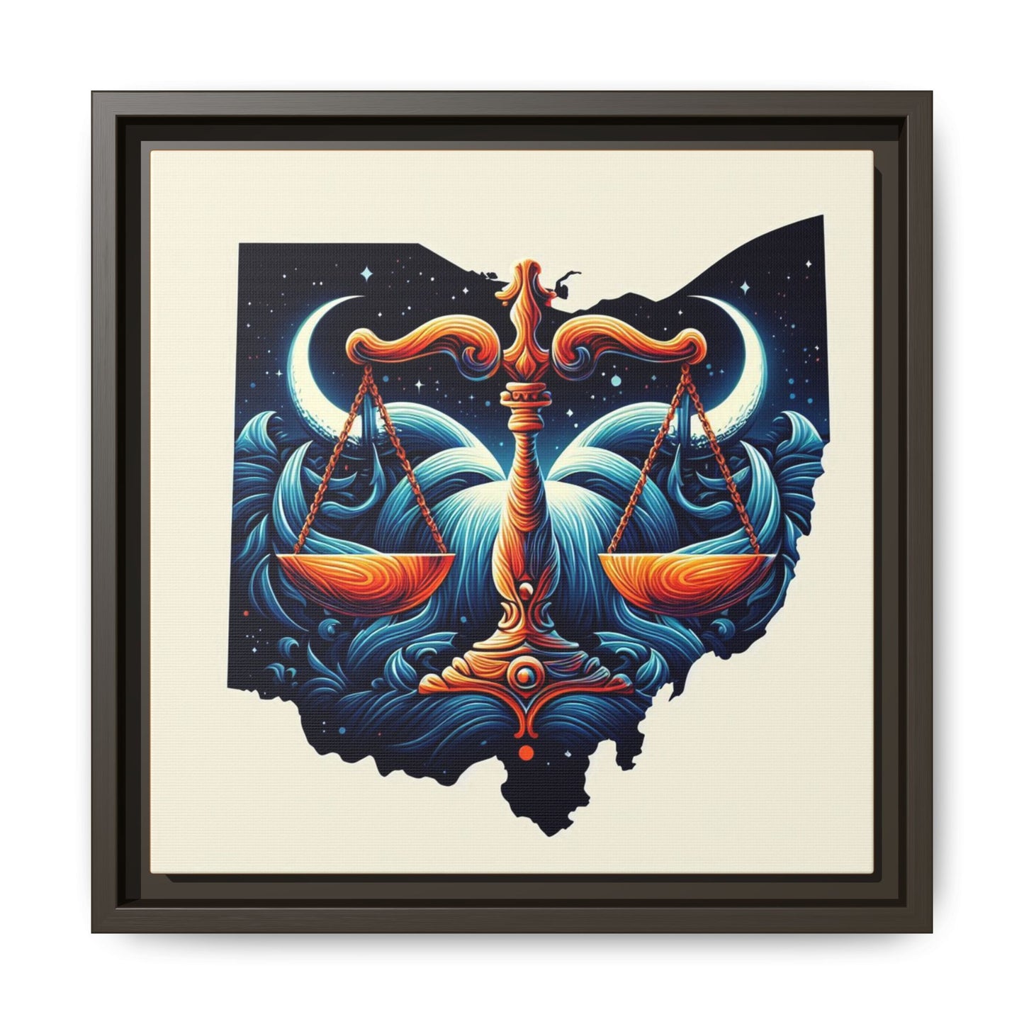 Framed Ohio Balance Artwork - Multi-Color Matte Canvas