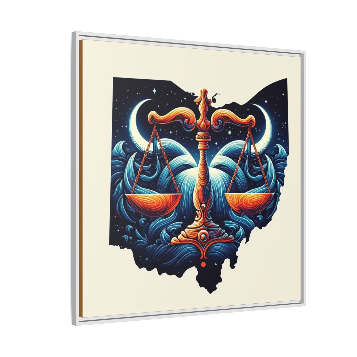 Framed Ohio Balance Artwork - Multi-Color Matte Canvas