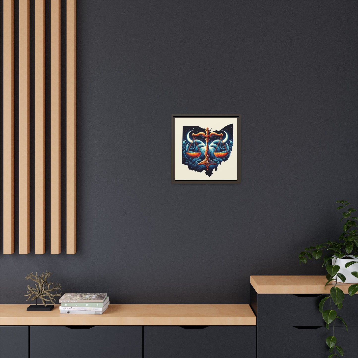 Framed Ohio Balance Artwork - Multi-Color Matte Canvas