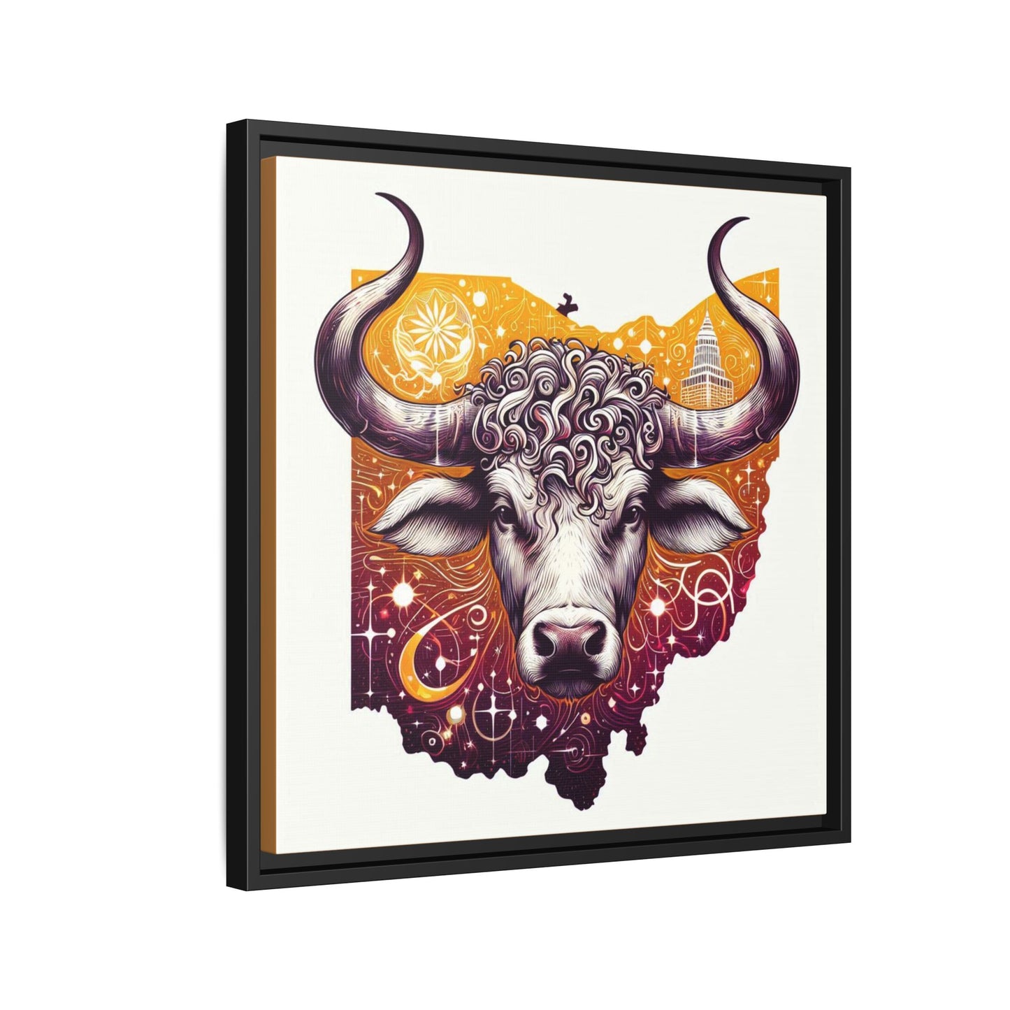 Ohio Bull Artwork - Multi-Color Framed Canvas Print