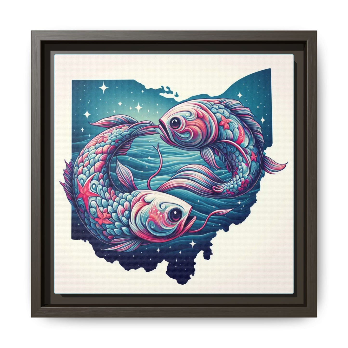 Vibrant Koi Fish Canvas Print - Framed Ohio Art