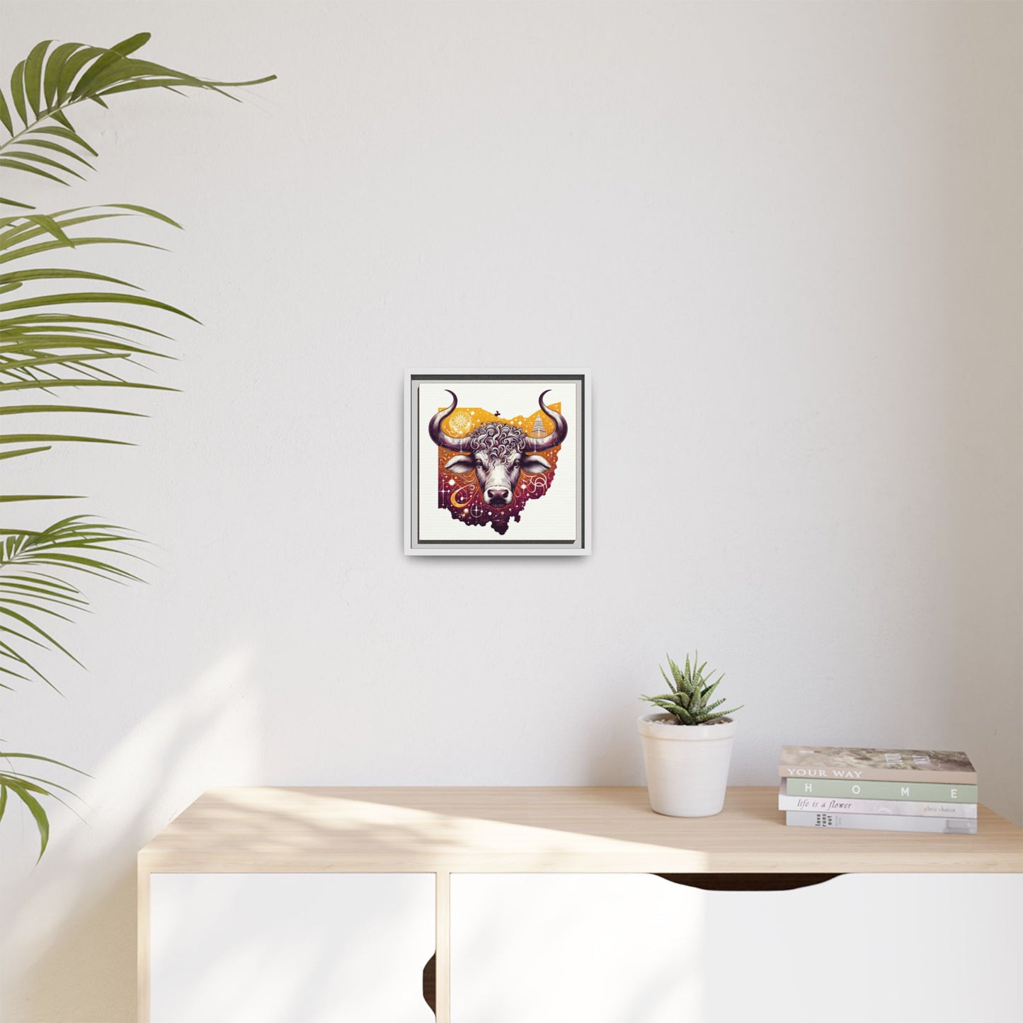 Ohio Bull Artwork - Multi-Color Framed Canvas Print