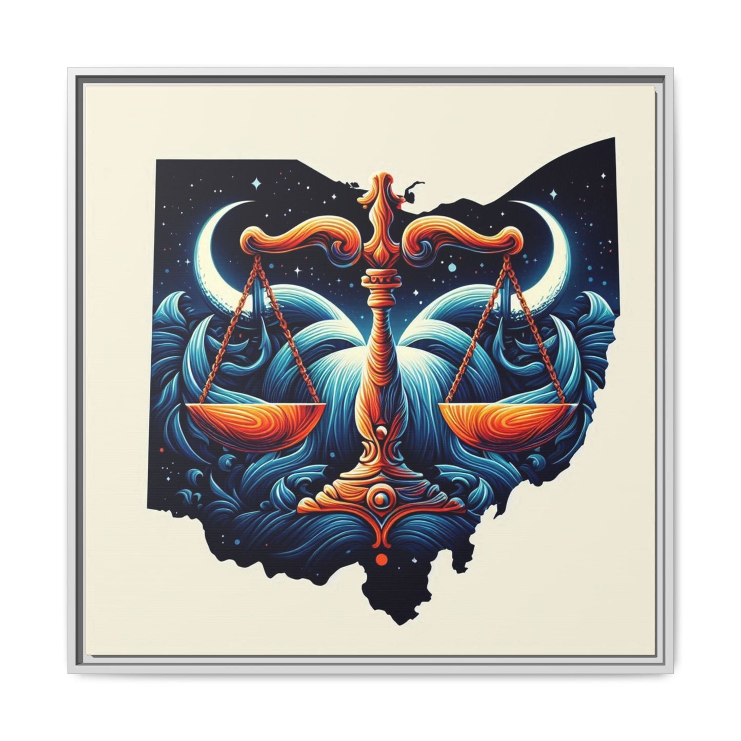 Framed Ohio Balance Artwork - Multi-Color Matte Canvas