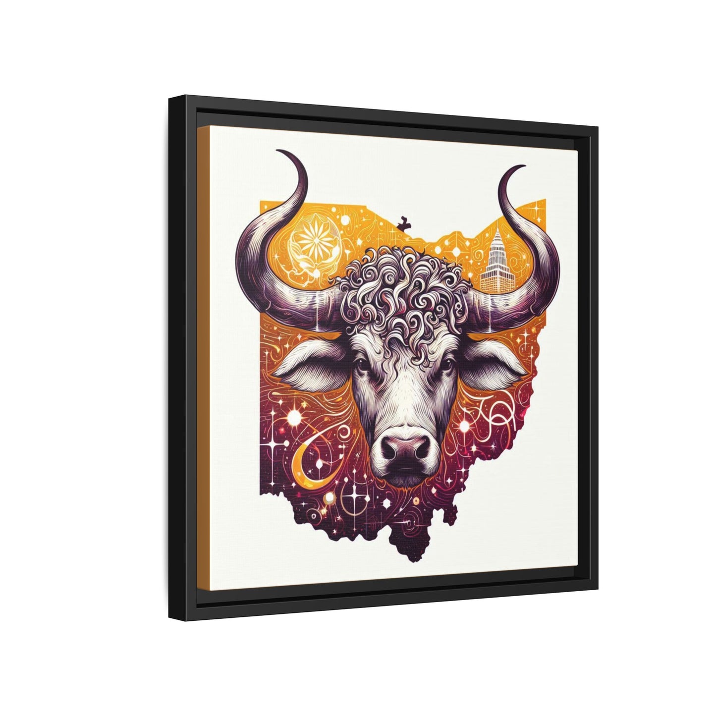 Ohio Bull Artwork - Multi-Color Framed Canvas Print