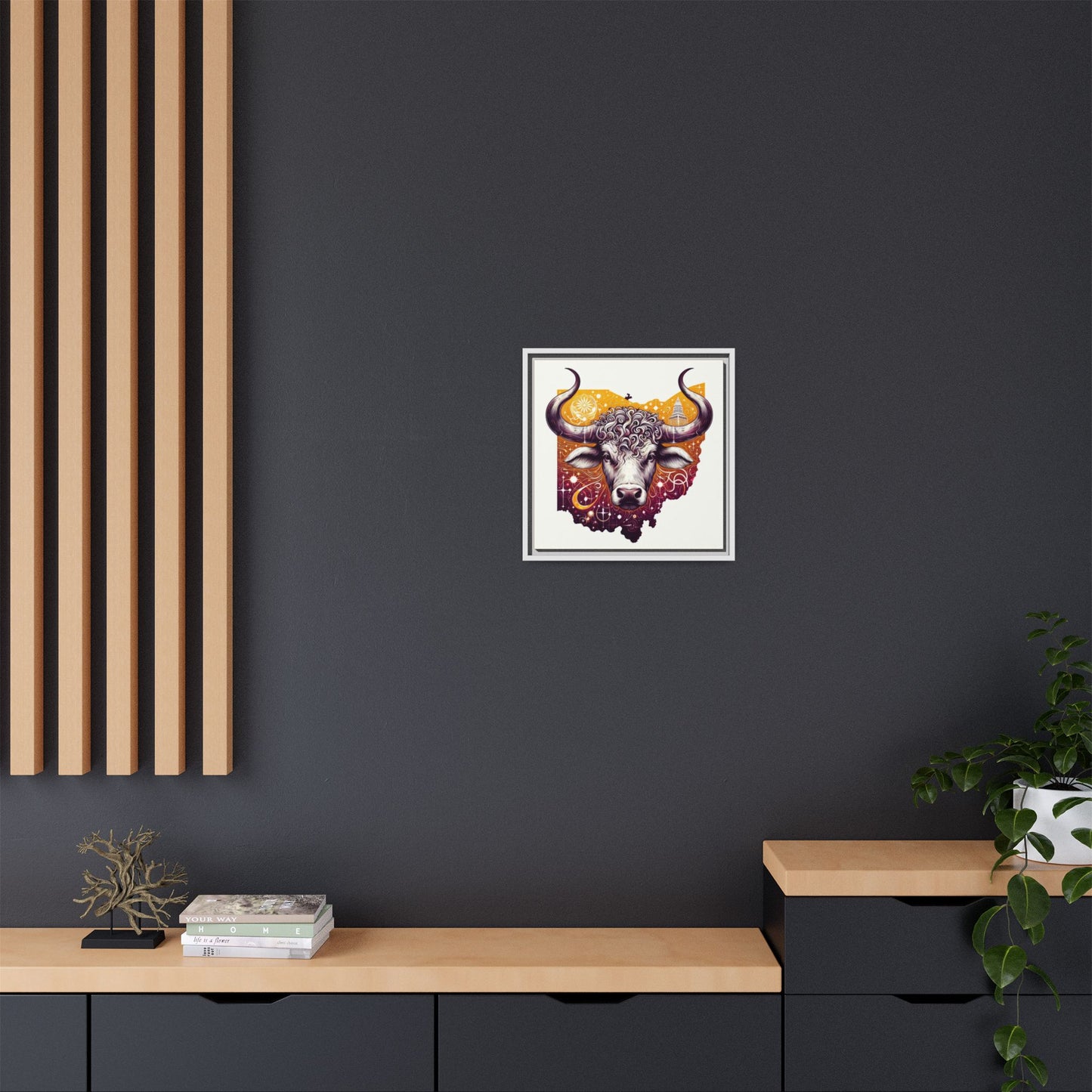 Ohio Bull Artwork - Multi-Color Framed Canvas Print