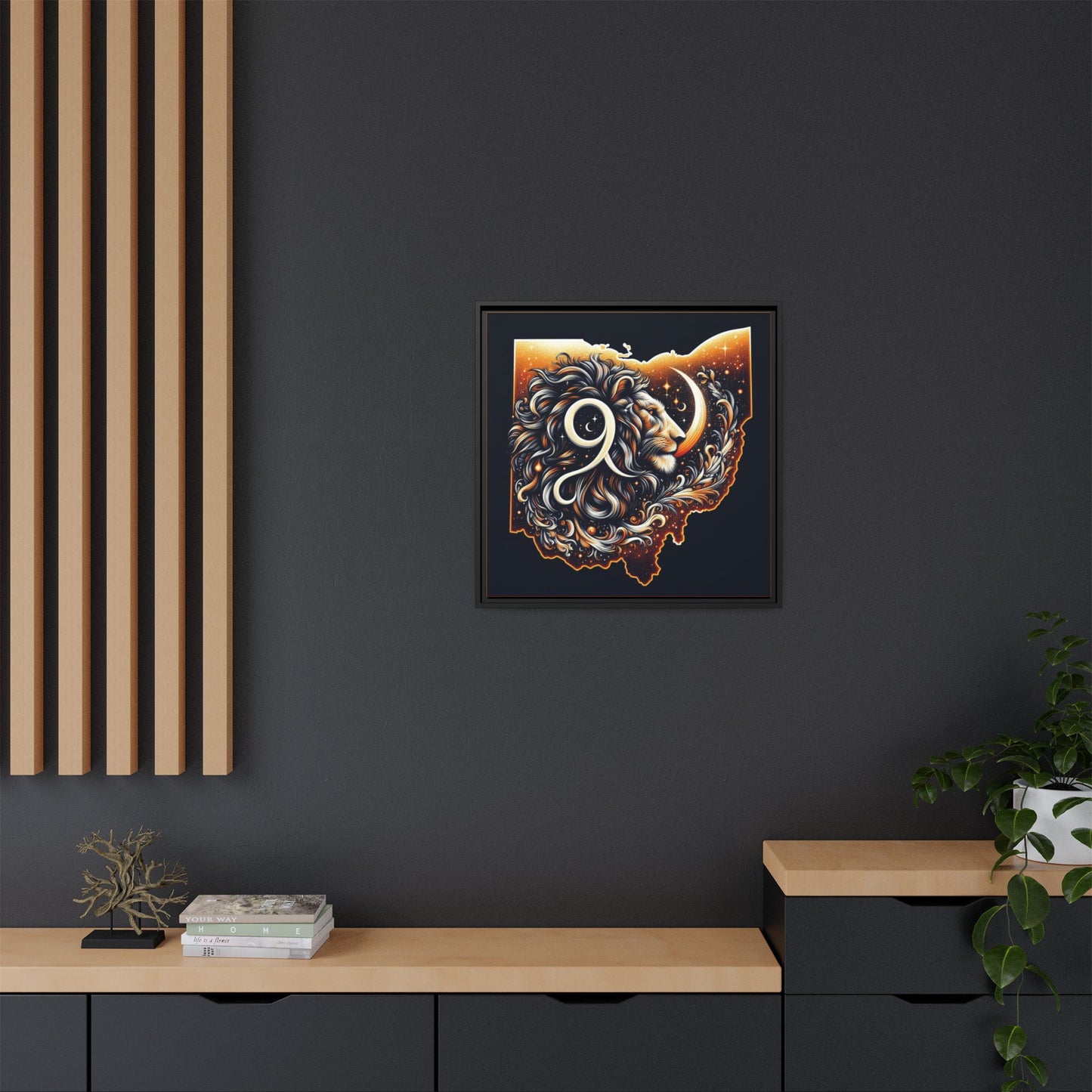 Ohio Leo Zodiac Print Matte Canvas, Framed (Multi-color)