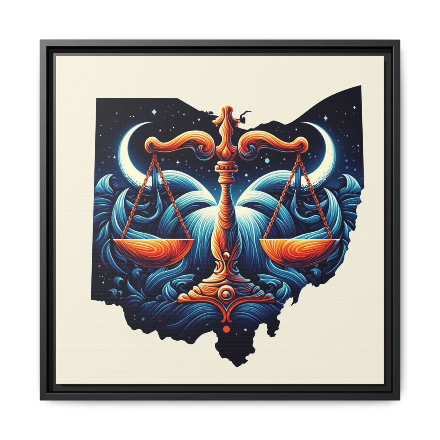 Framed Ohio Balance Artwork - Multi-Color Matte Canvas