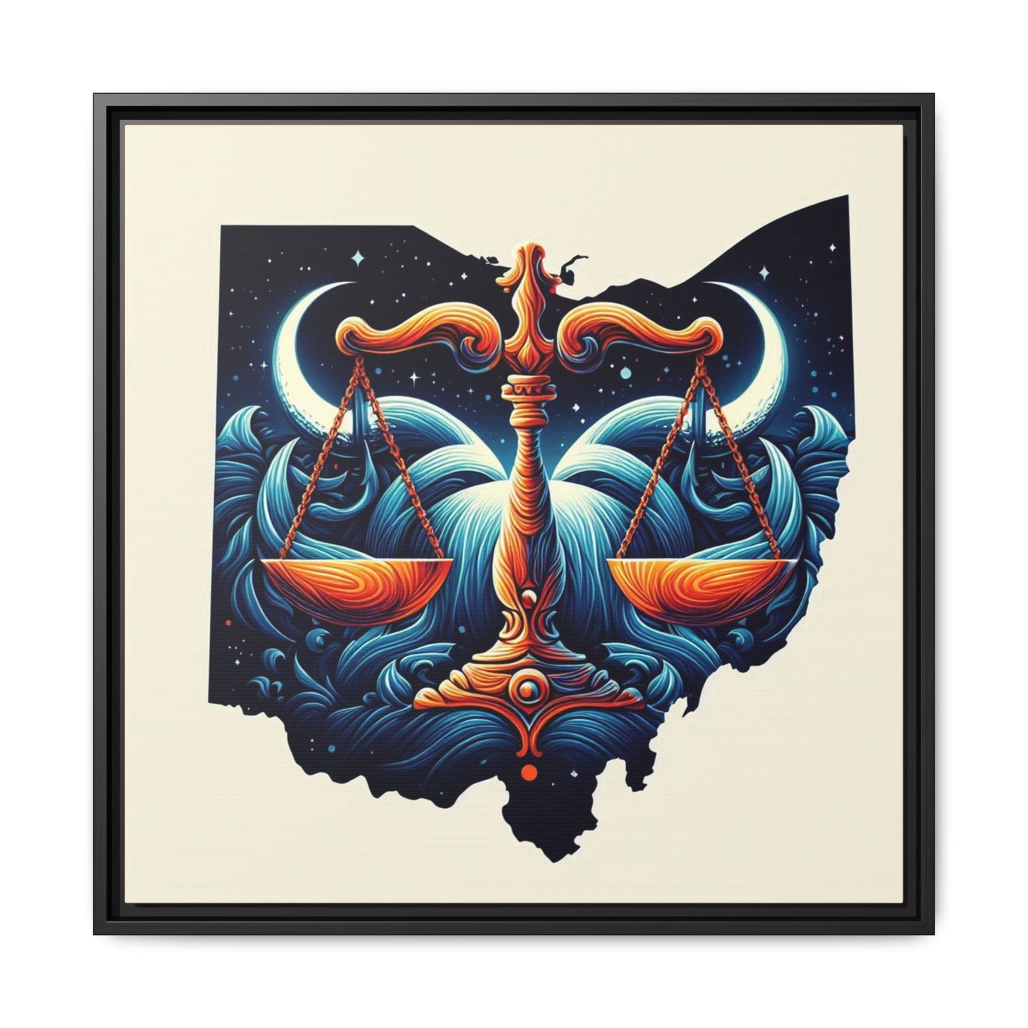 Framed Ohio Balance Artwork - Multi-Color Matte Canvas