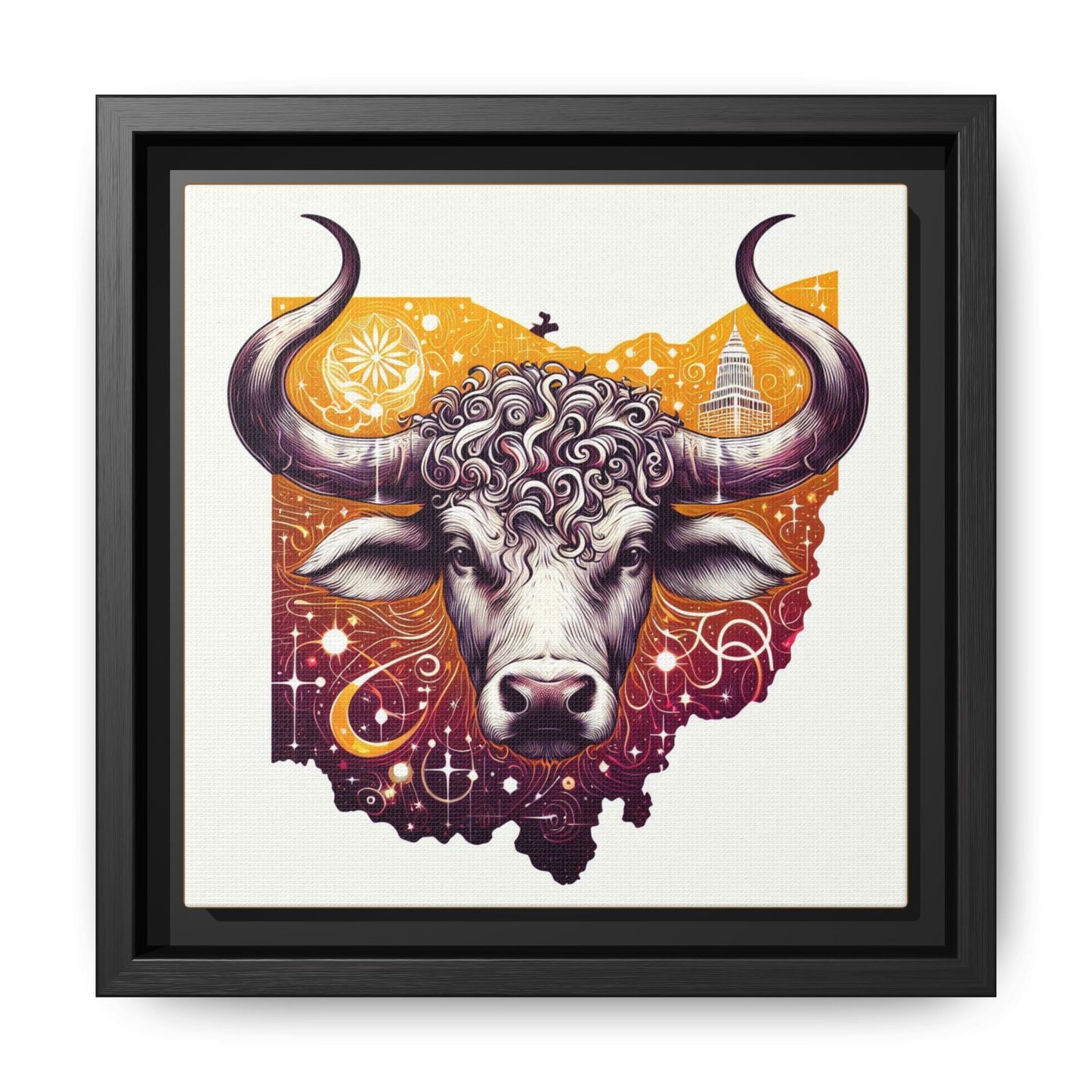 Ohio Bull Artwork - Multi-Color Framed Canvas Print