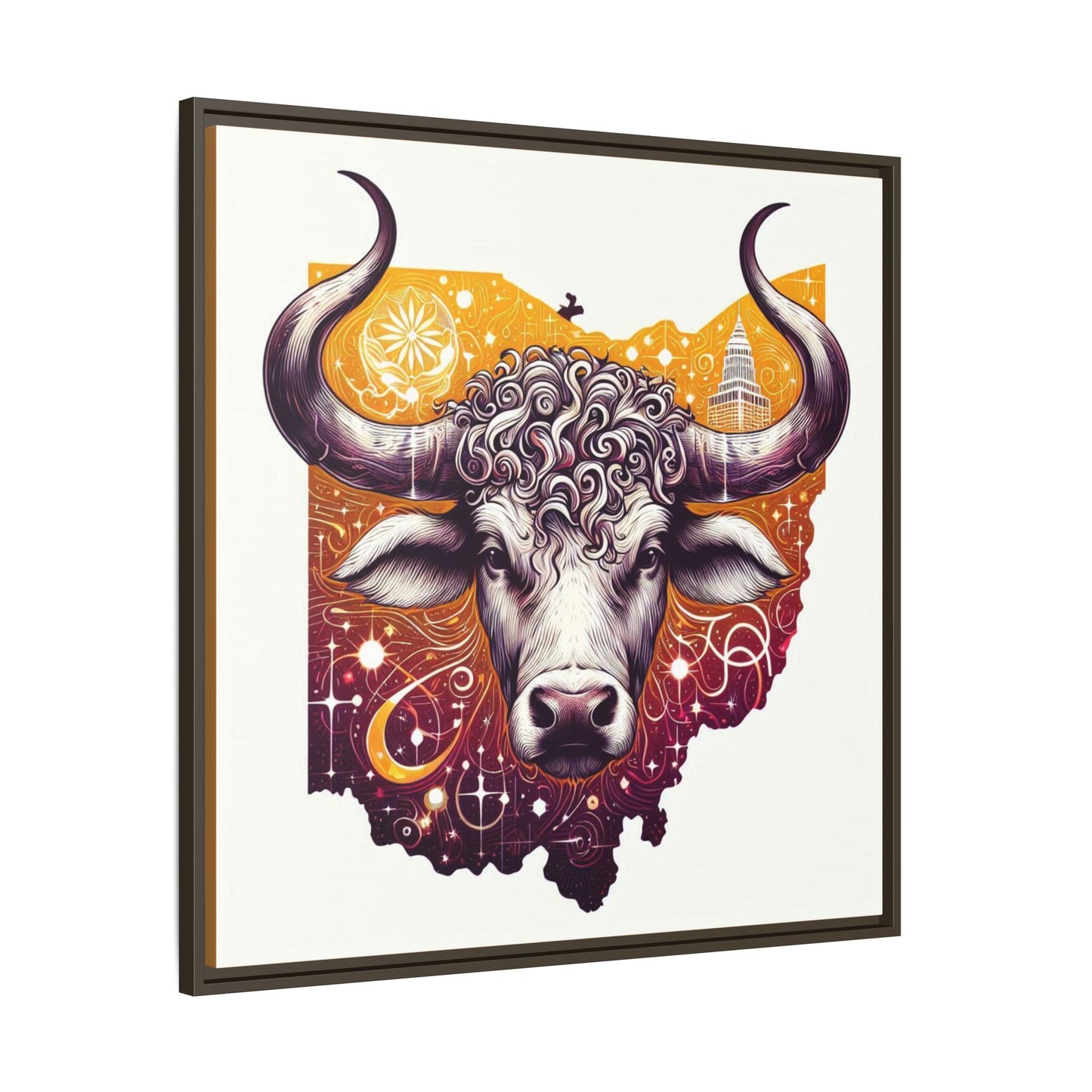 Ohio Bull Artwork - Multi-Color Framed Canvas Print