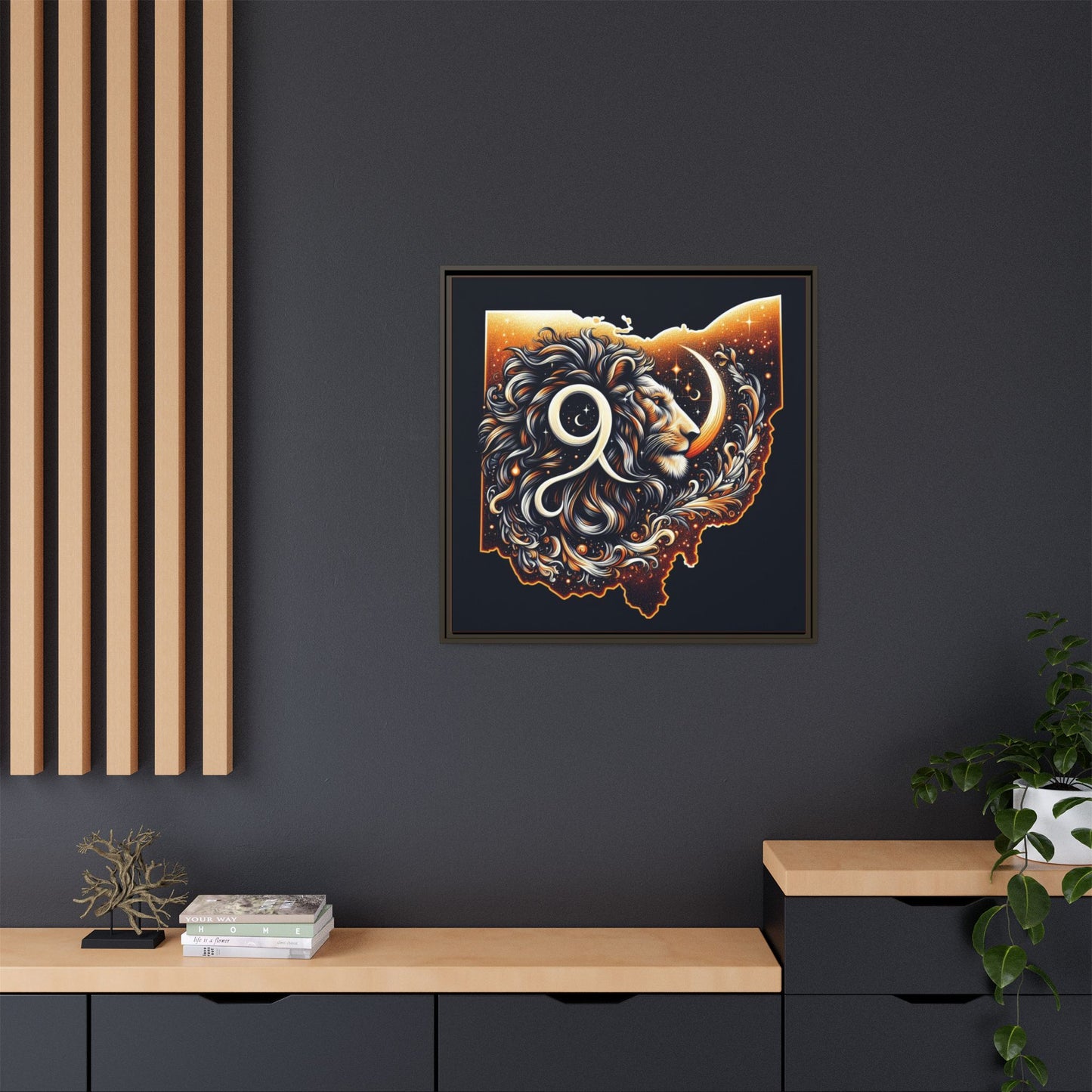 Ohio Leo Zodiac Print Matte Canvas, Framed (Multi-color)