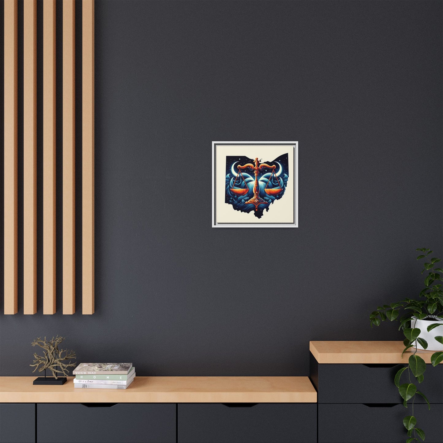 Framed Ohio Balance Artwork - Multi-Color Matte Canvas