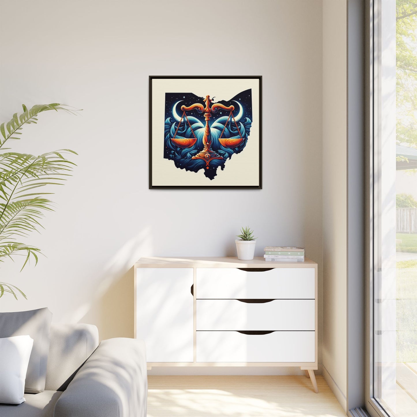 Framed Ohio Balance Artwork - Multi-Color Matte Canvas