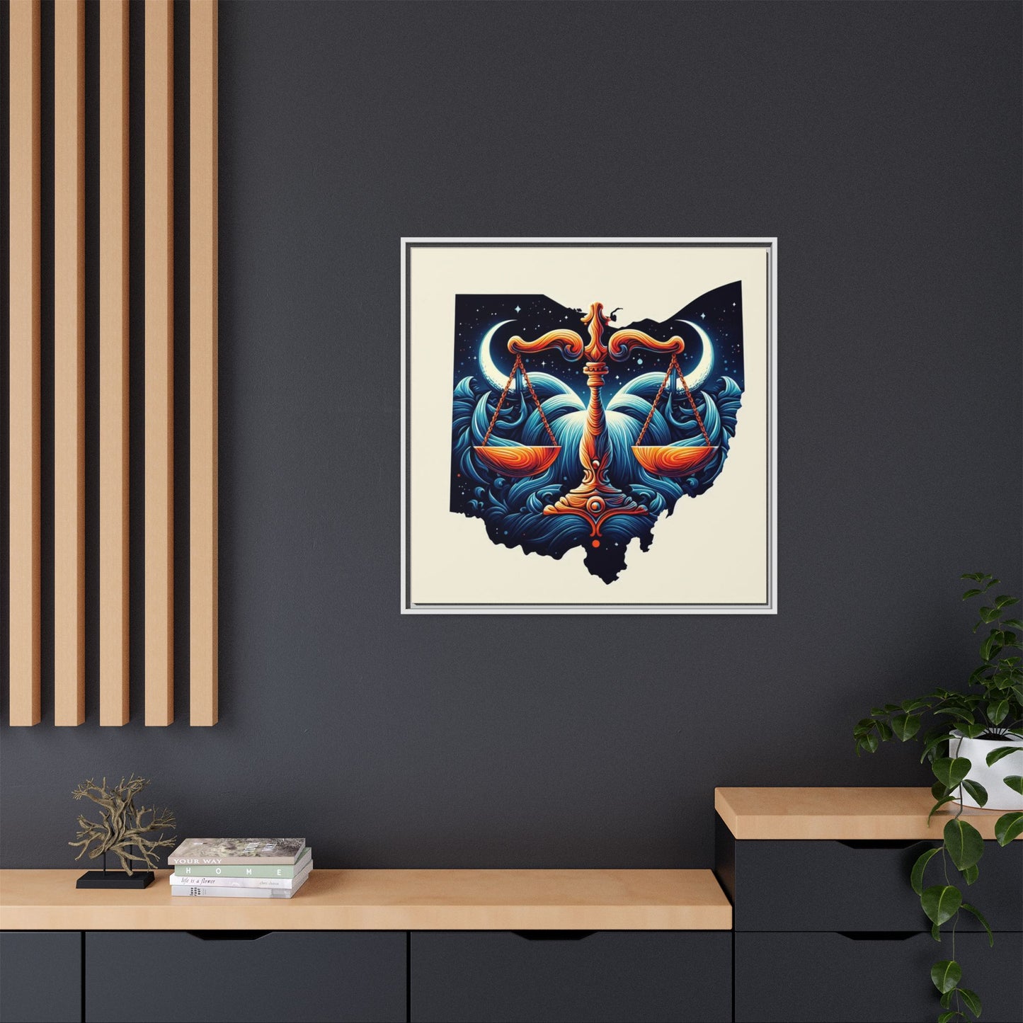 Framed Ohio Balance Artwork - Multi-Color Matte Canvas