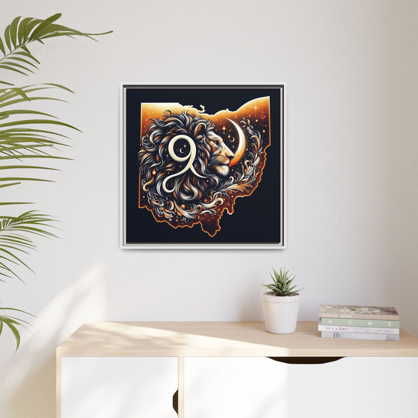 Ohio Leo Zodiac Print Matte Canvas, Framed (Multi-color)