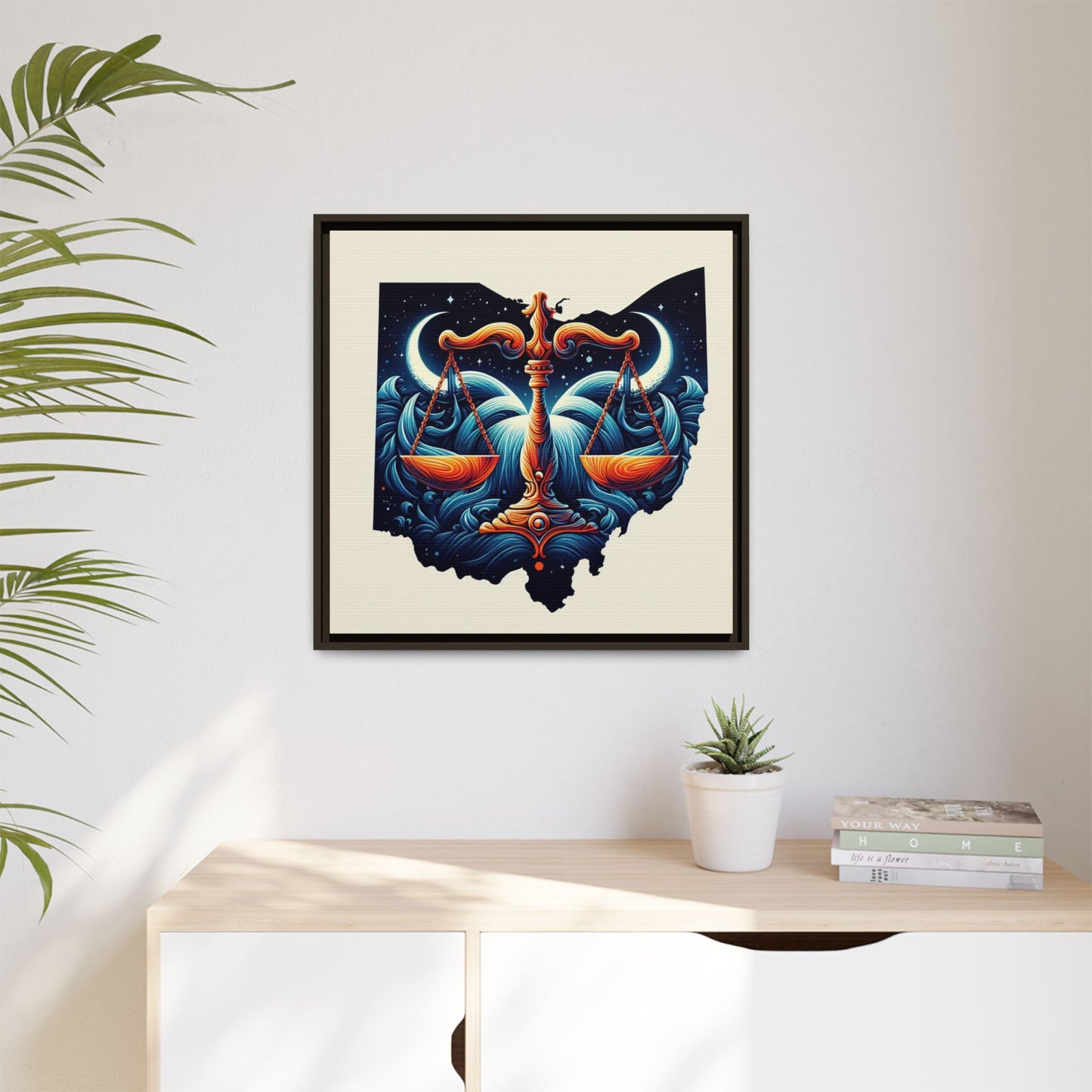 Framed Ohio Balance Artwork - Multi-Color Matte Canvas