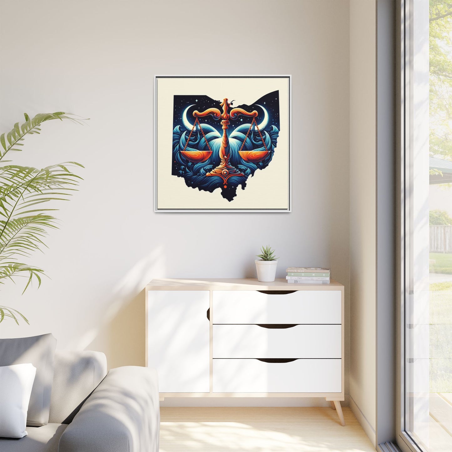 Framed Ohio Balance Artwork - Multi-Color Matte Canvas