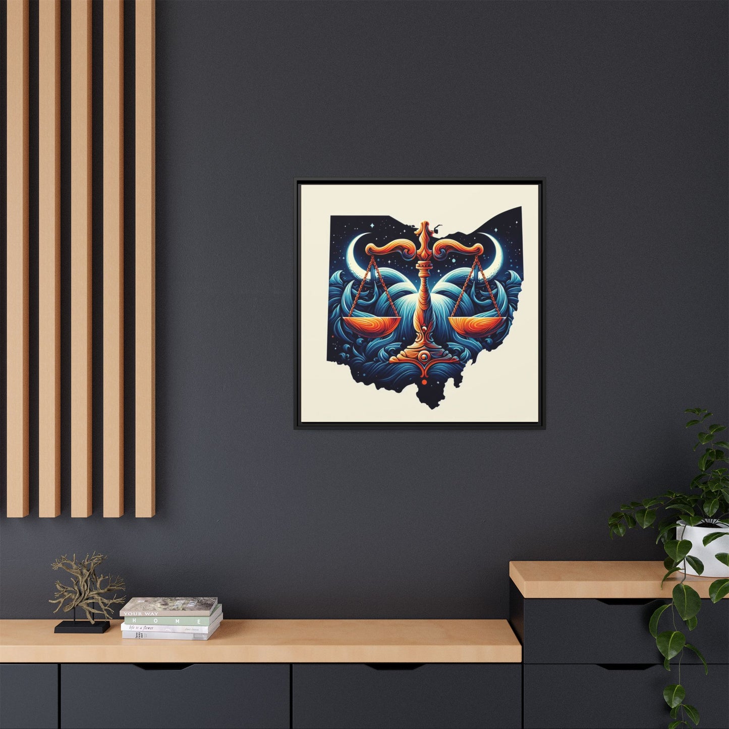Framed Ohio Balance Artwork - Multi-Color Matte Canvas