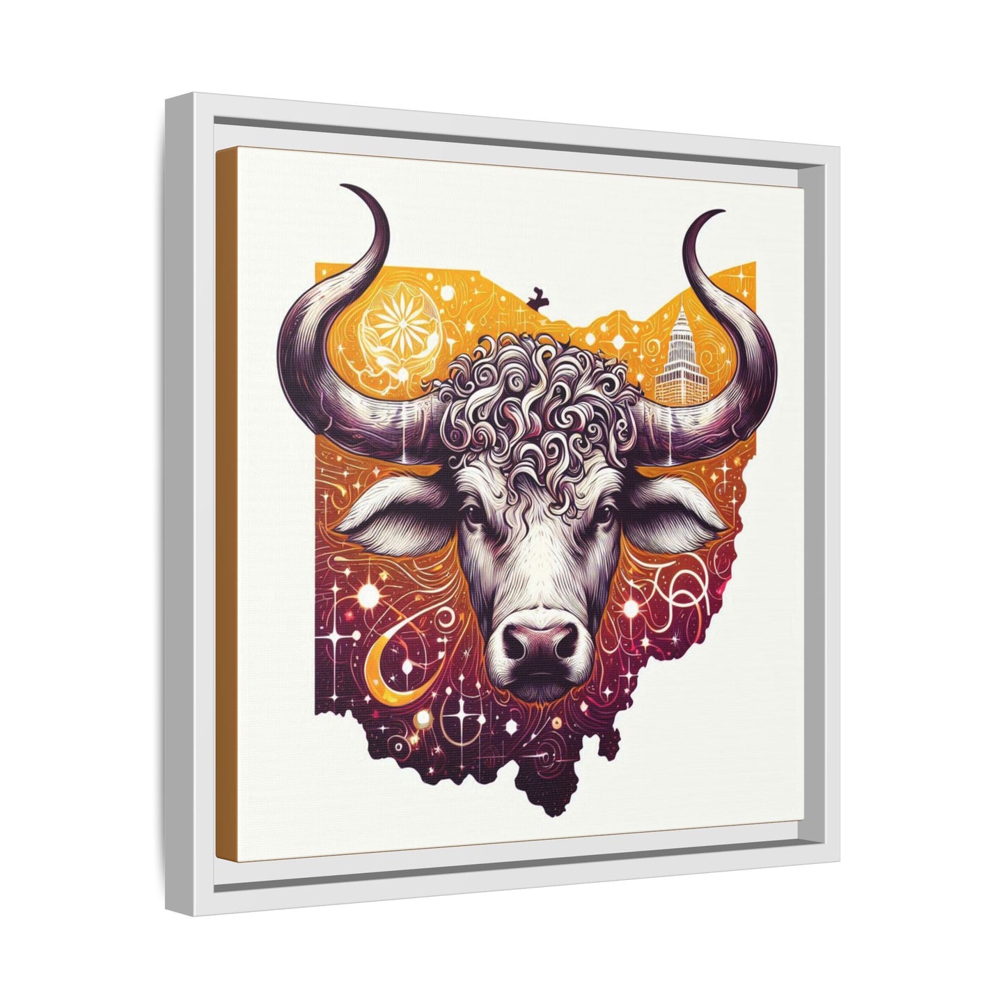 Ohio Bull Artwork - Multi-Color Framed Canvas Print