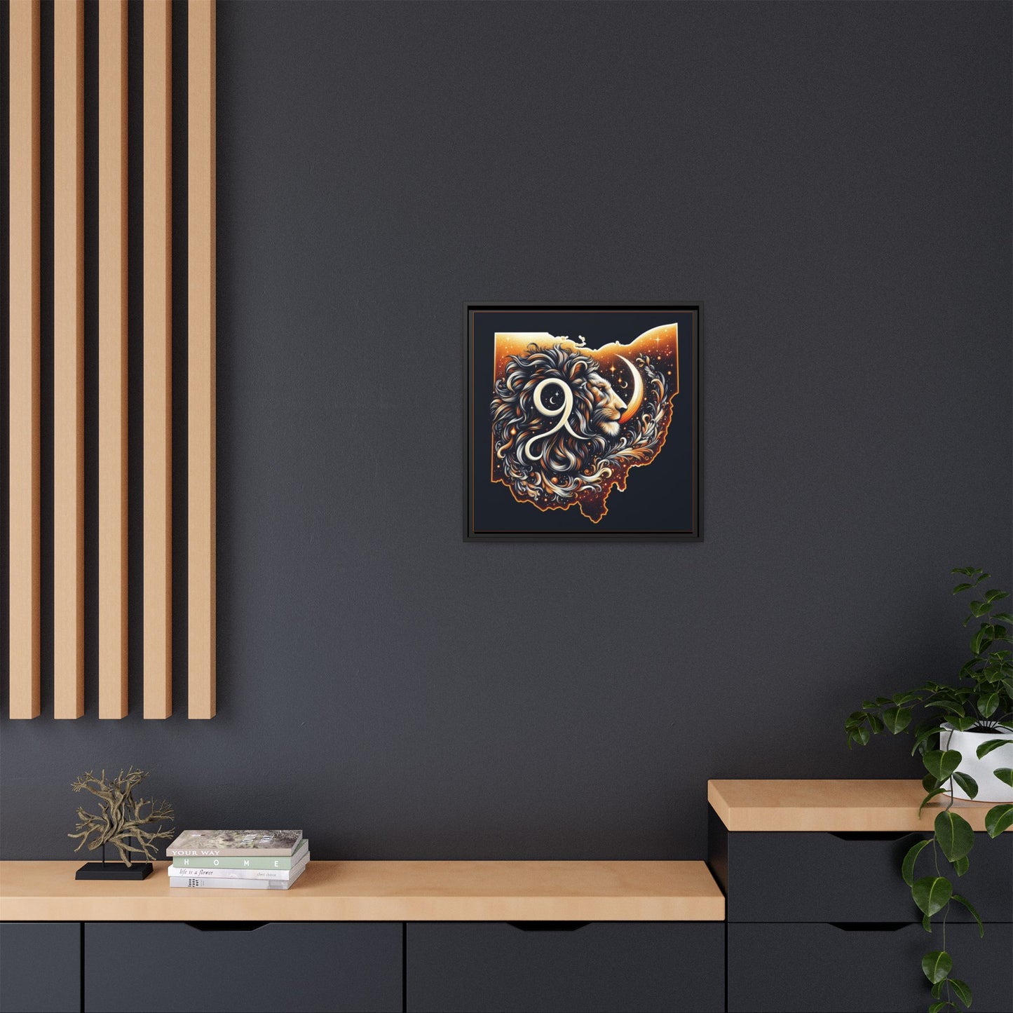 Ohio Leo Zodiac Print Matte Canvas, Framed (Multi-color)