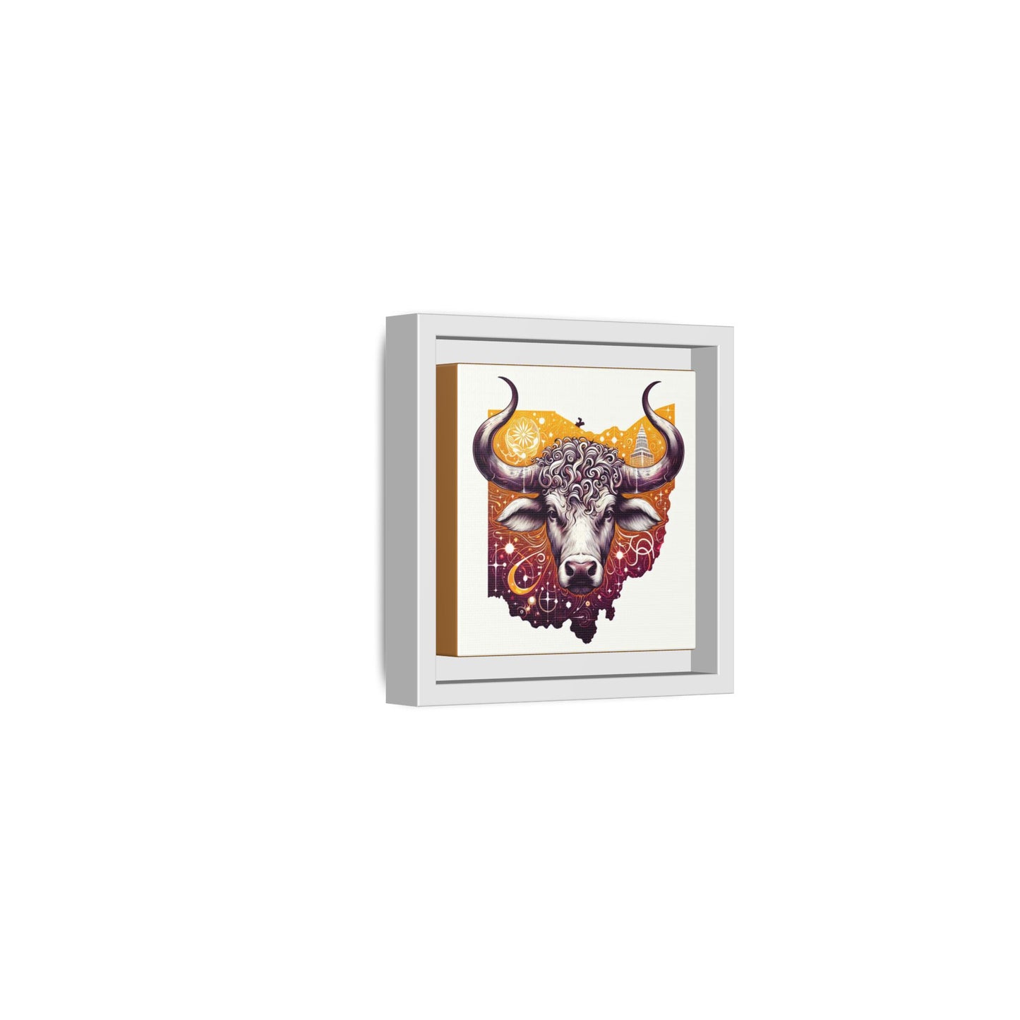 Ohio Bull Artwork - Multi-Color Framed Canvas Print