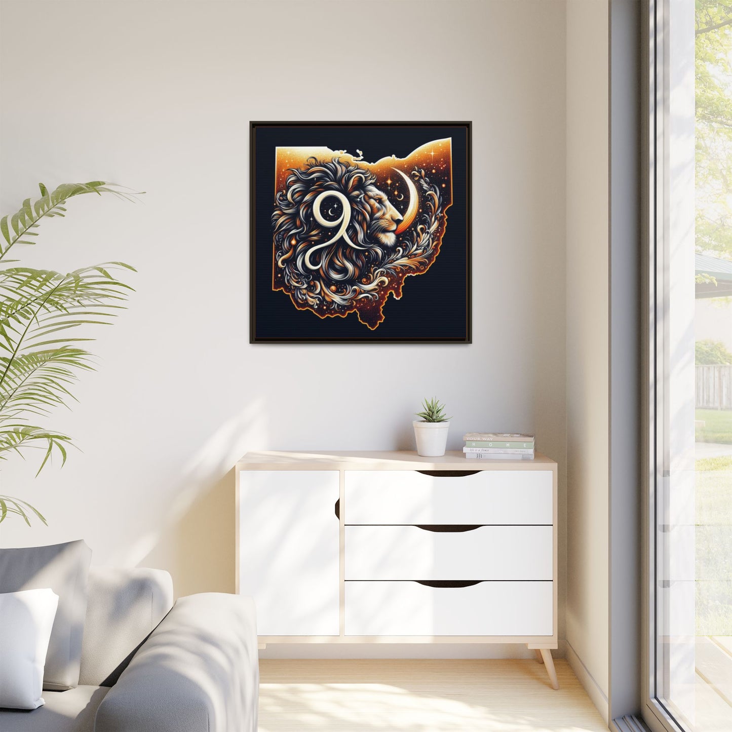 Ohio Leo Zodiac Print Matte Canvas, Framed (Multi-color)