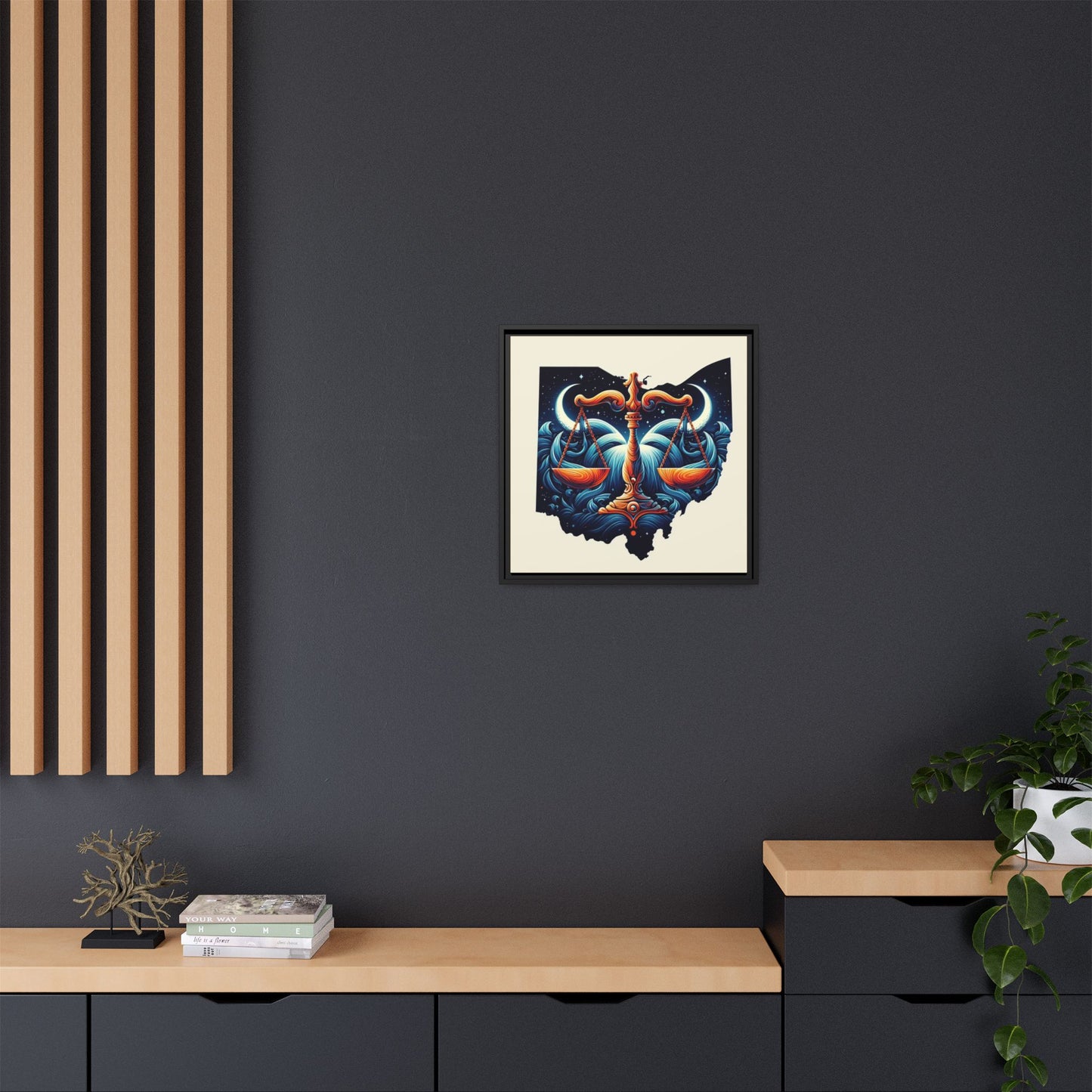 Framed Ohio Balance Artwork - Multi-Color Matte Canvas